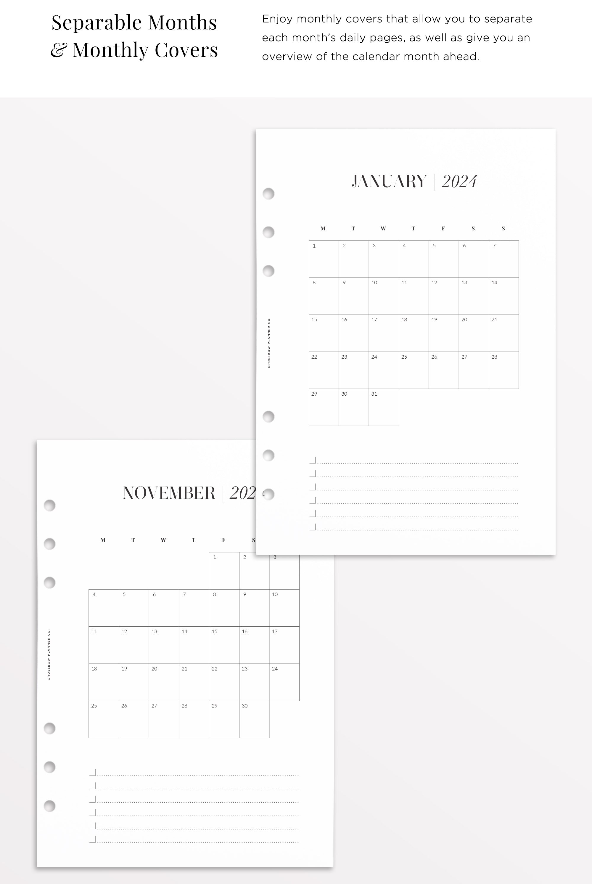 month at a glance 2024 planner inserts