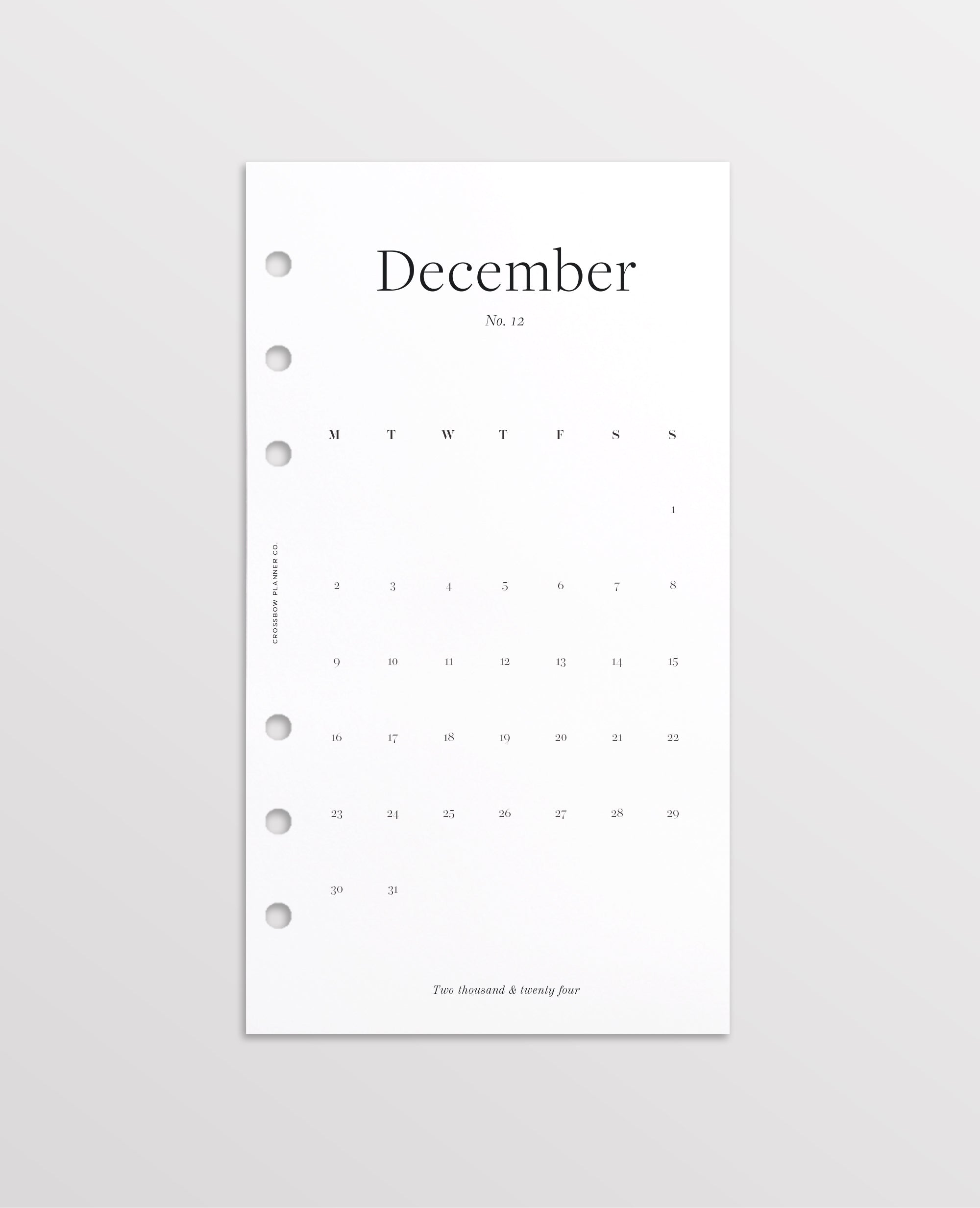 Personal 2024 Month On One Page Inserts – Crossbow Planner Co.