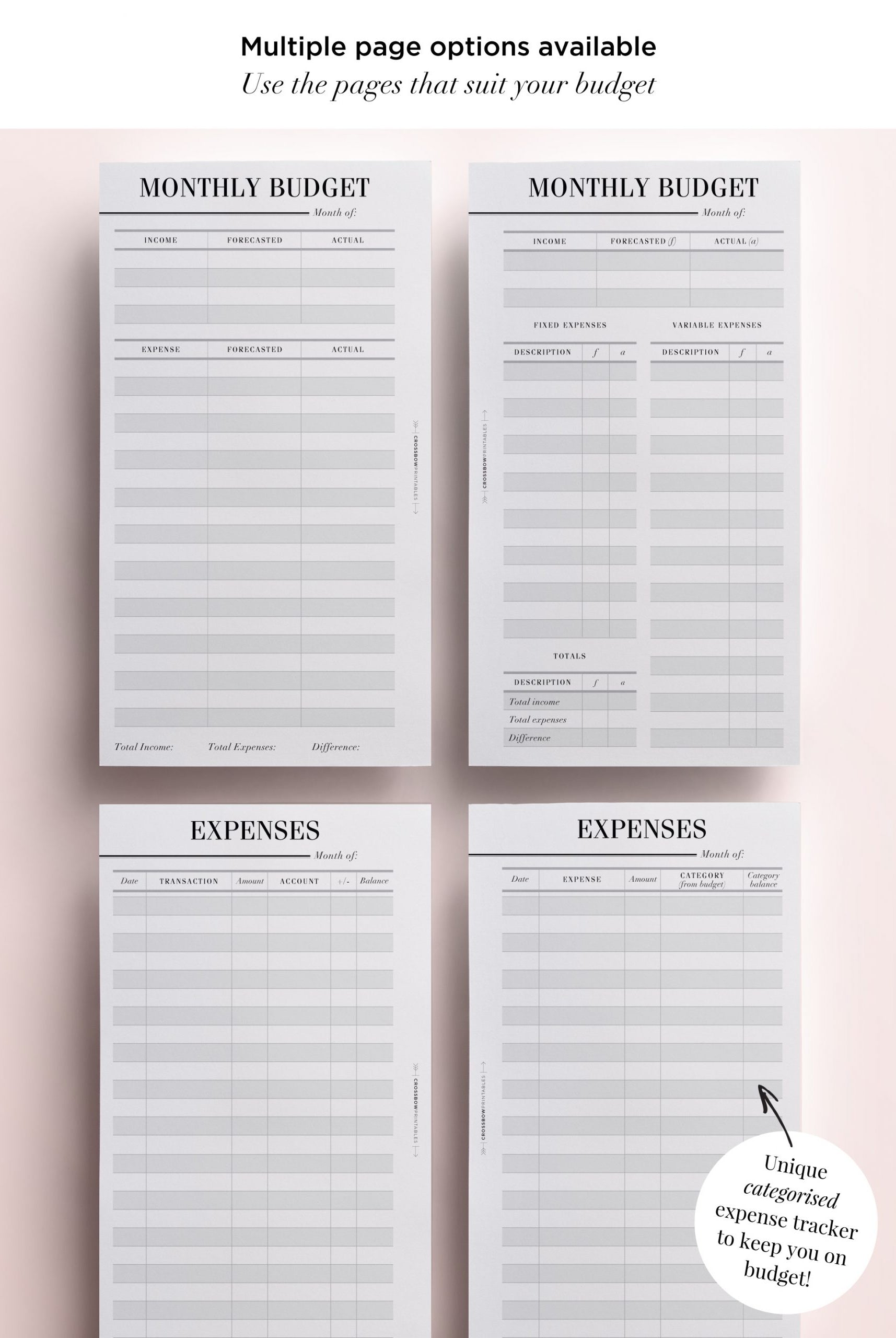 printable budget planner personal size