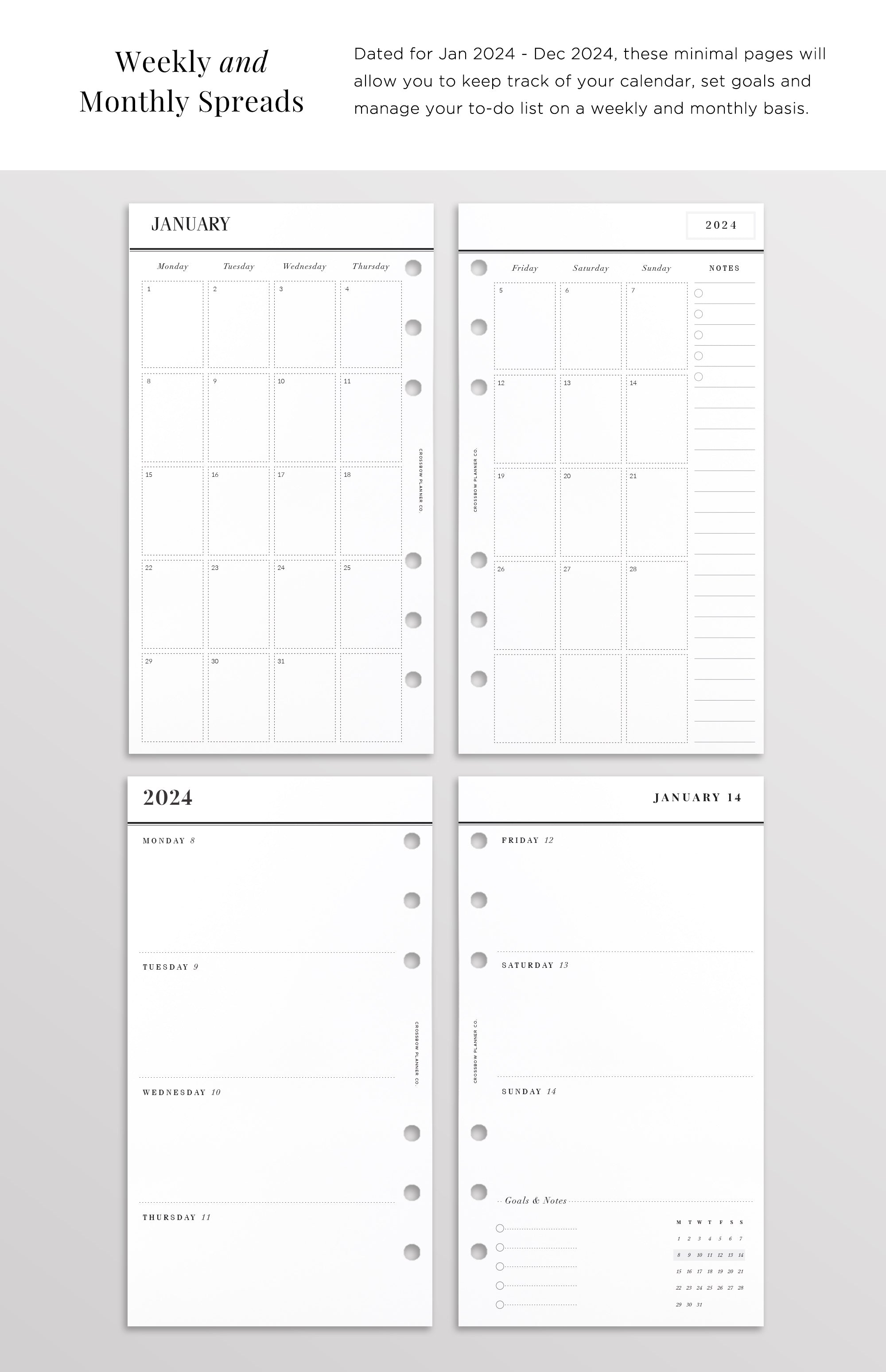 2024 Personal Planner Inserts – Crossbow Planner Co.