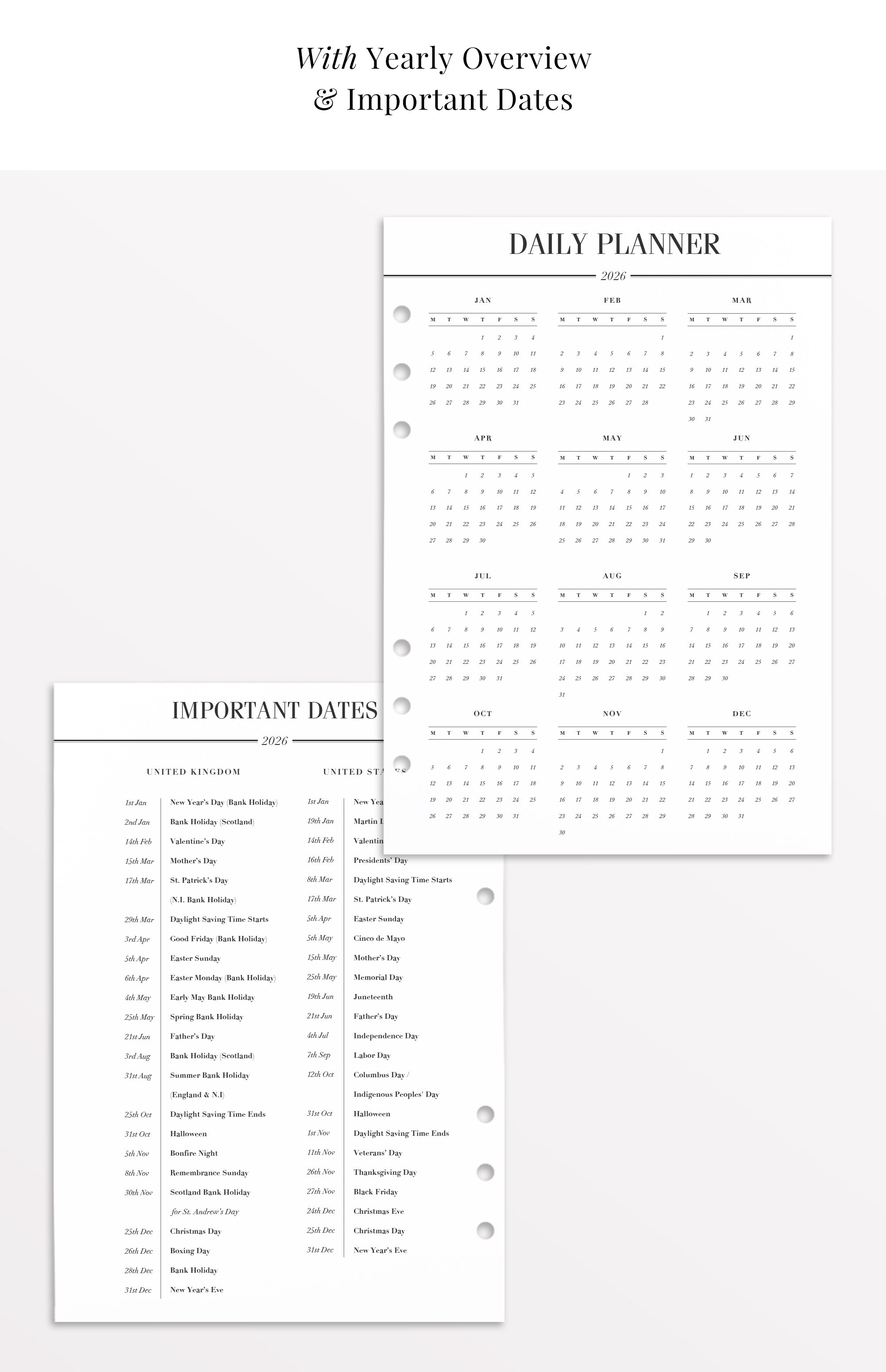 filofax daily refill 2026
