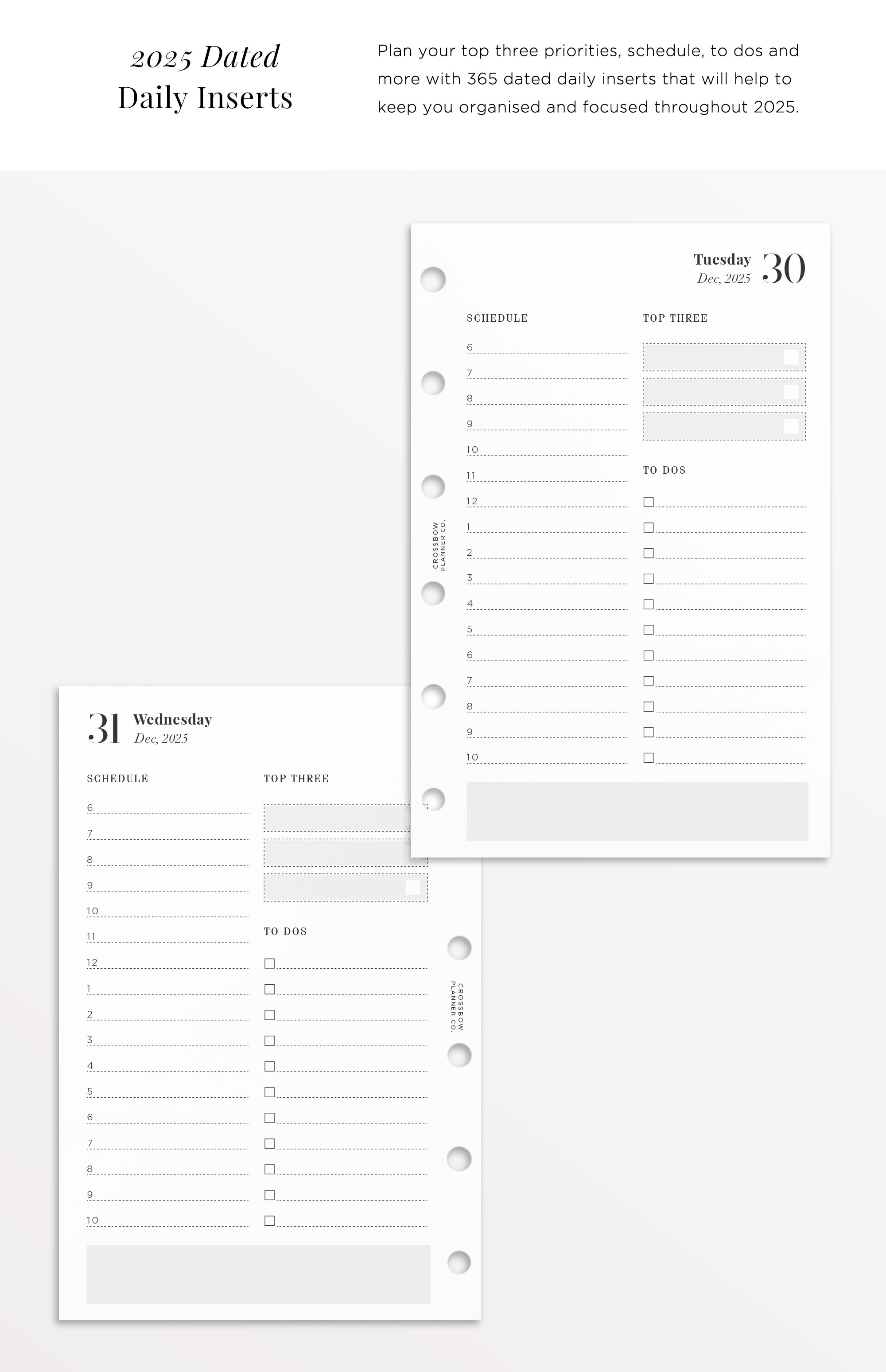 pocket size daily inserts 2025