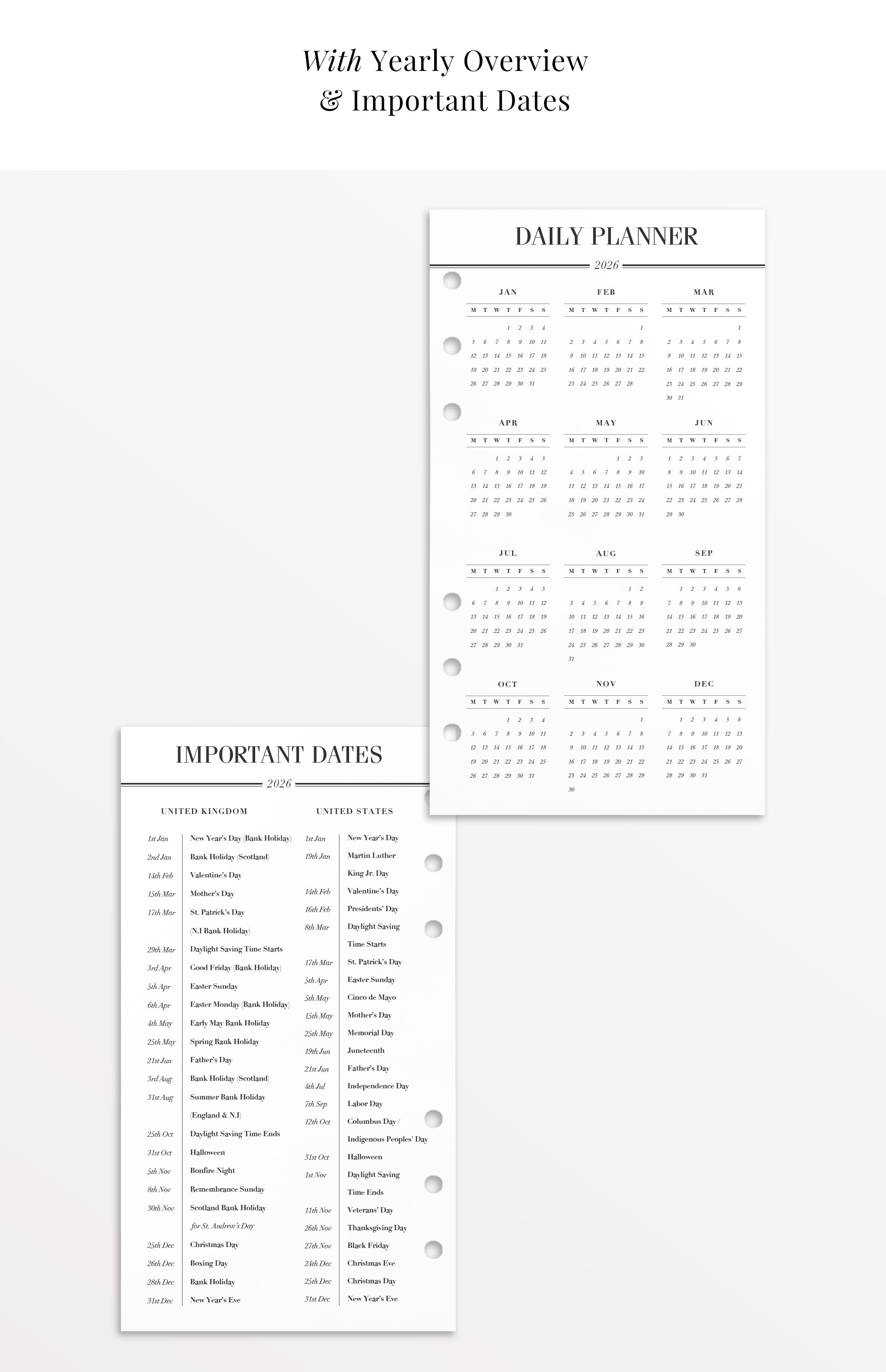 2026 daily planner inserts UK