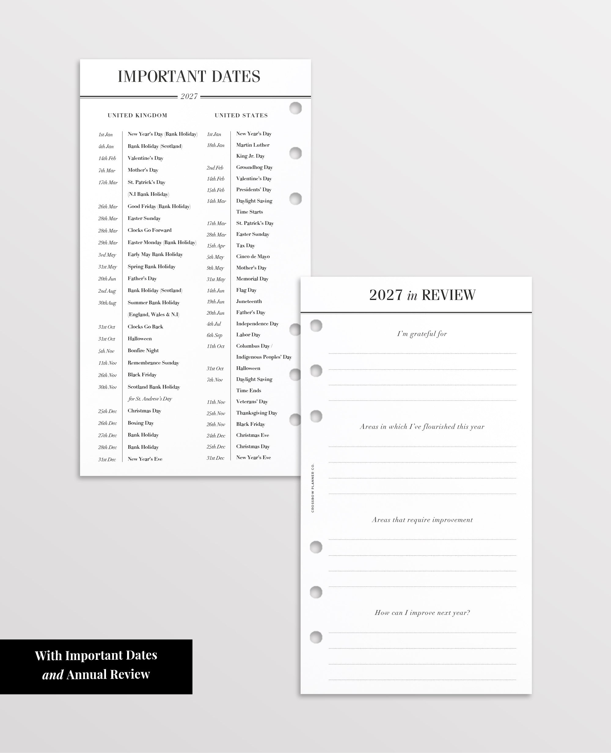 2027 weekly inserts