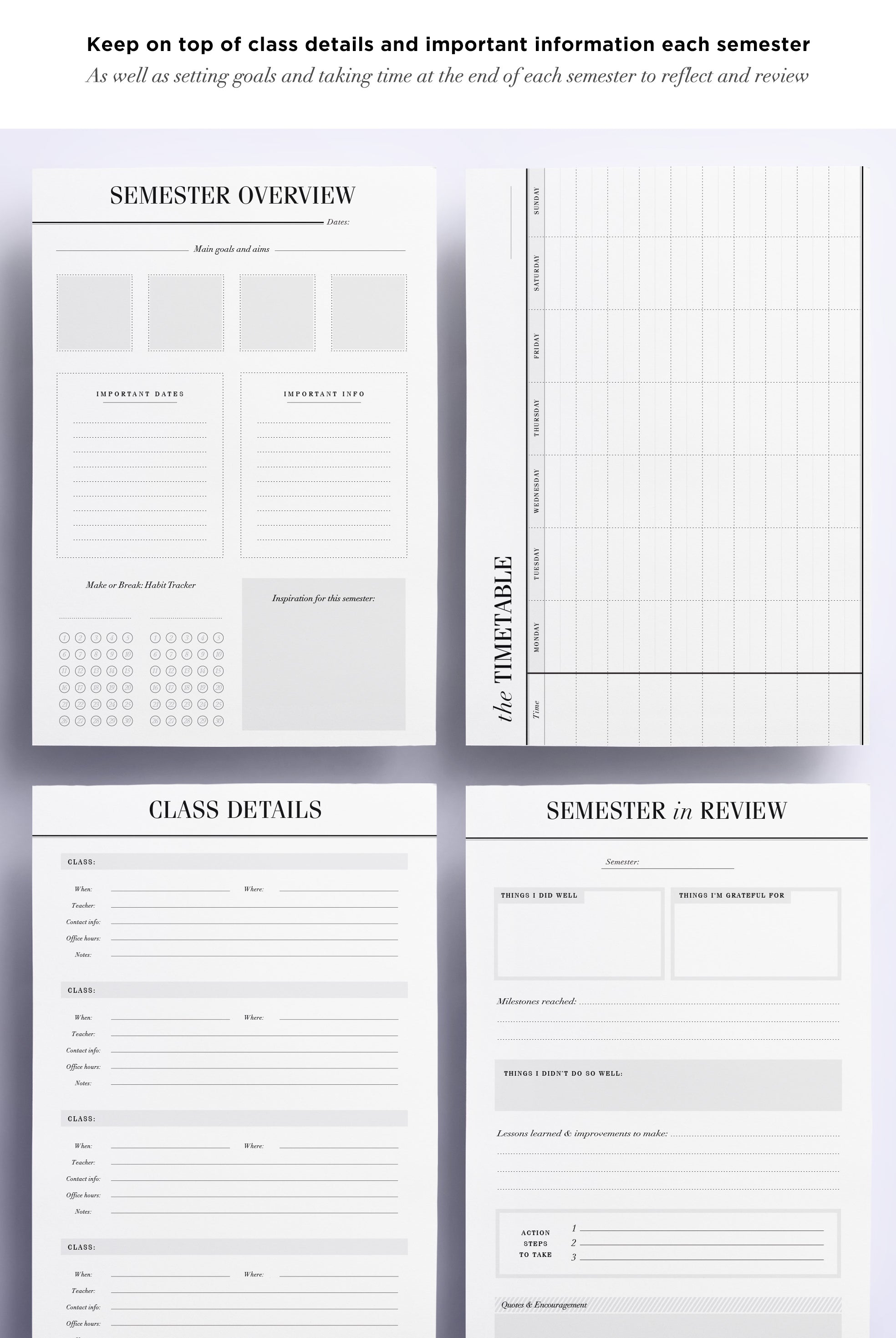 student planner printable