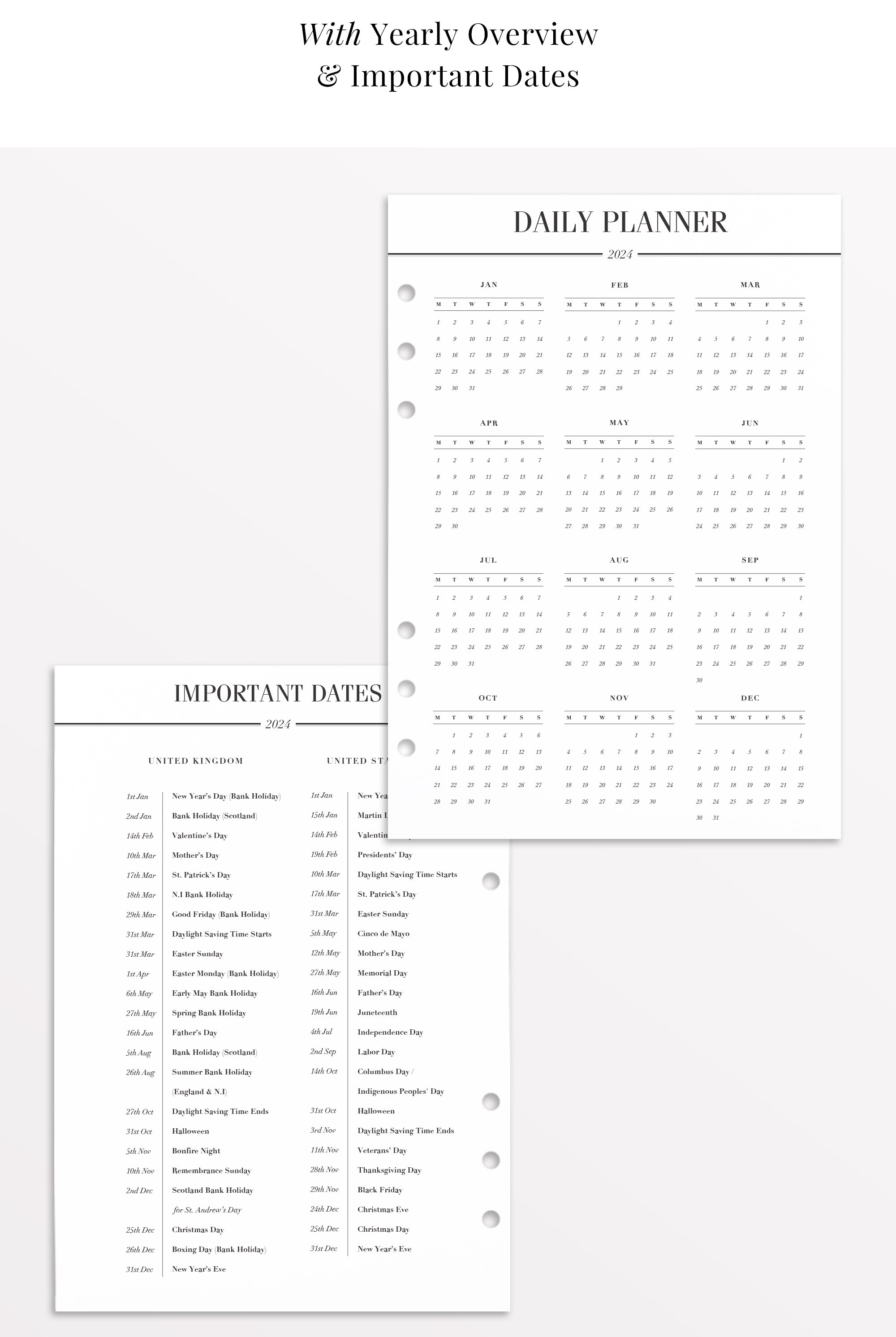 2024 yearly planner inserts