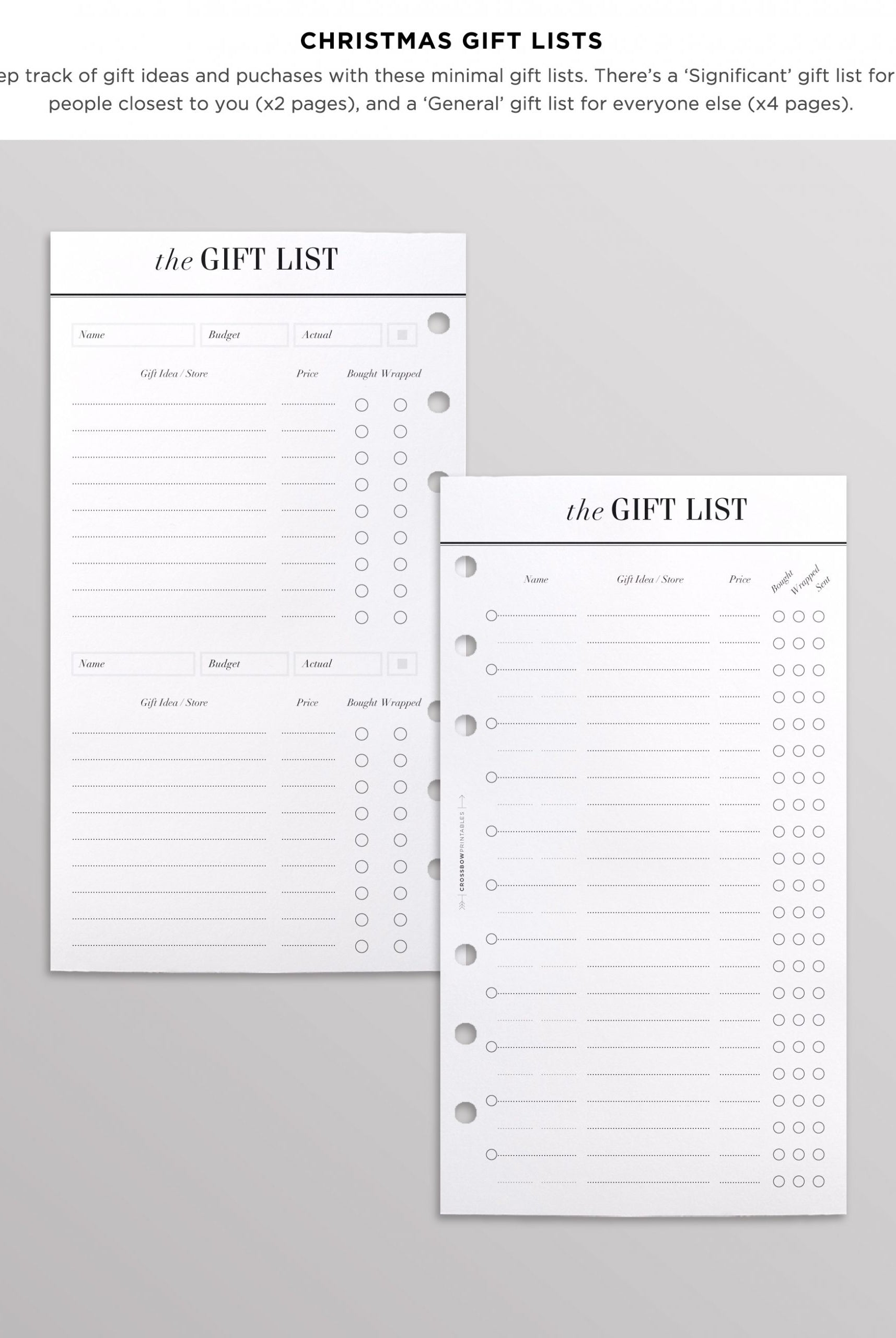 christmas planner inserts