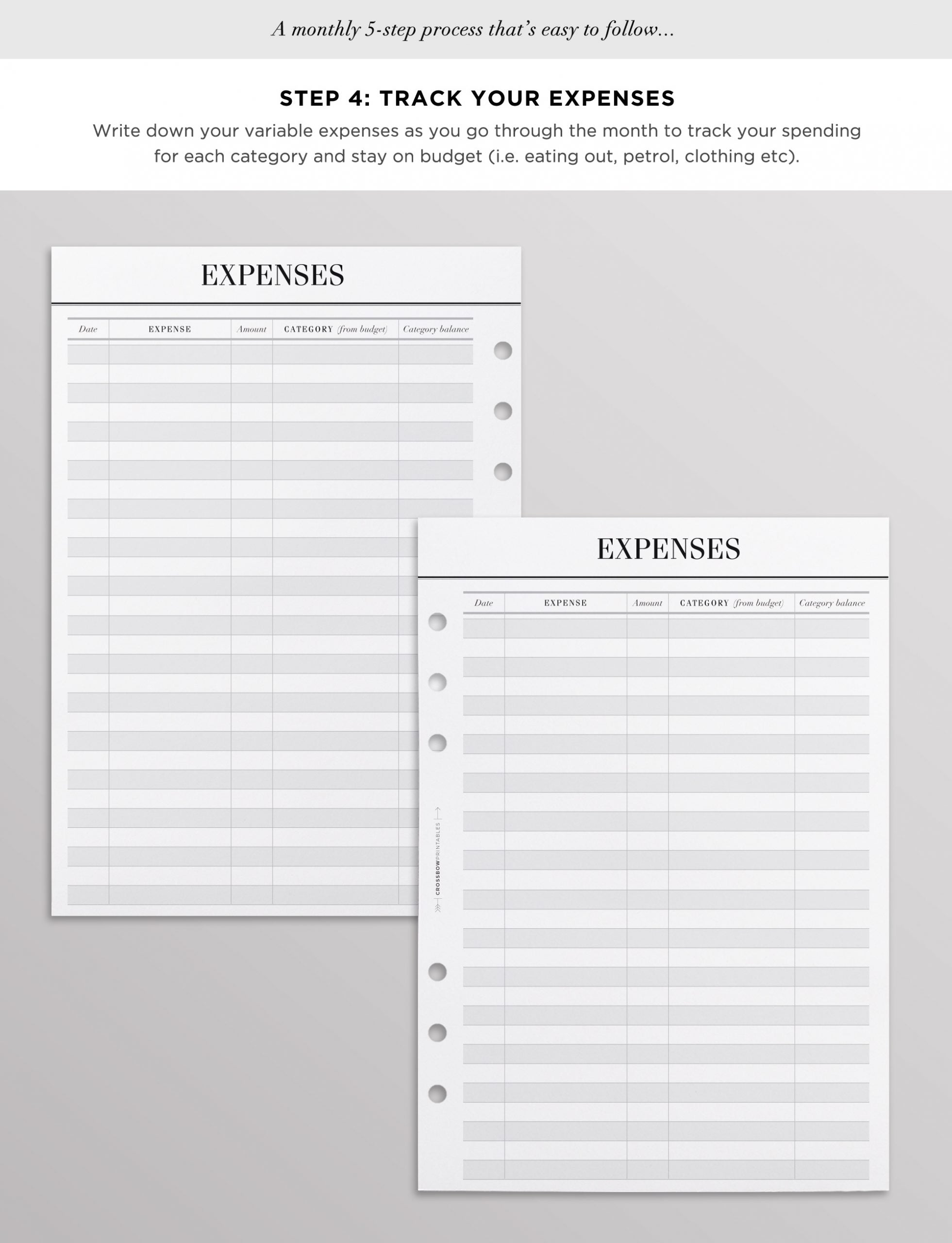 printed budget planner set