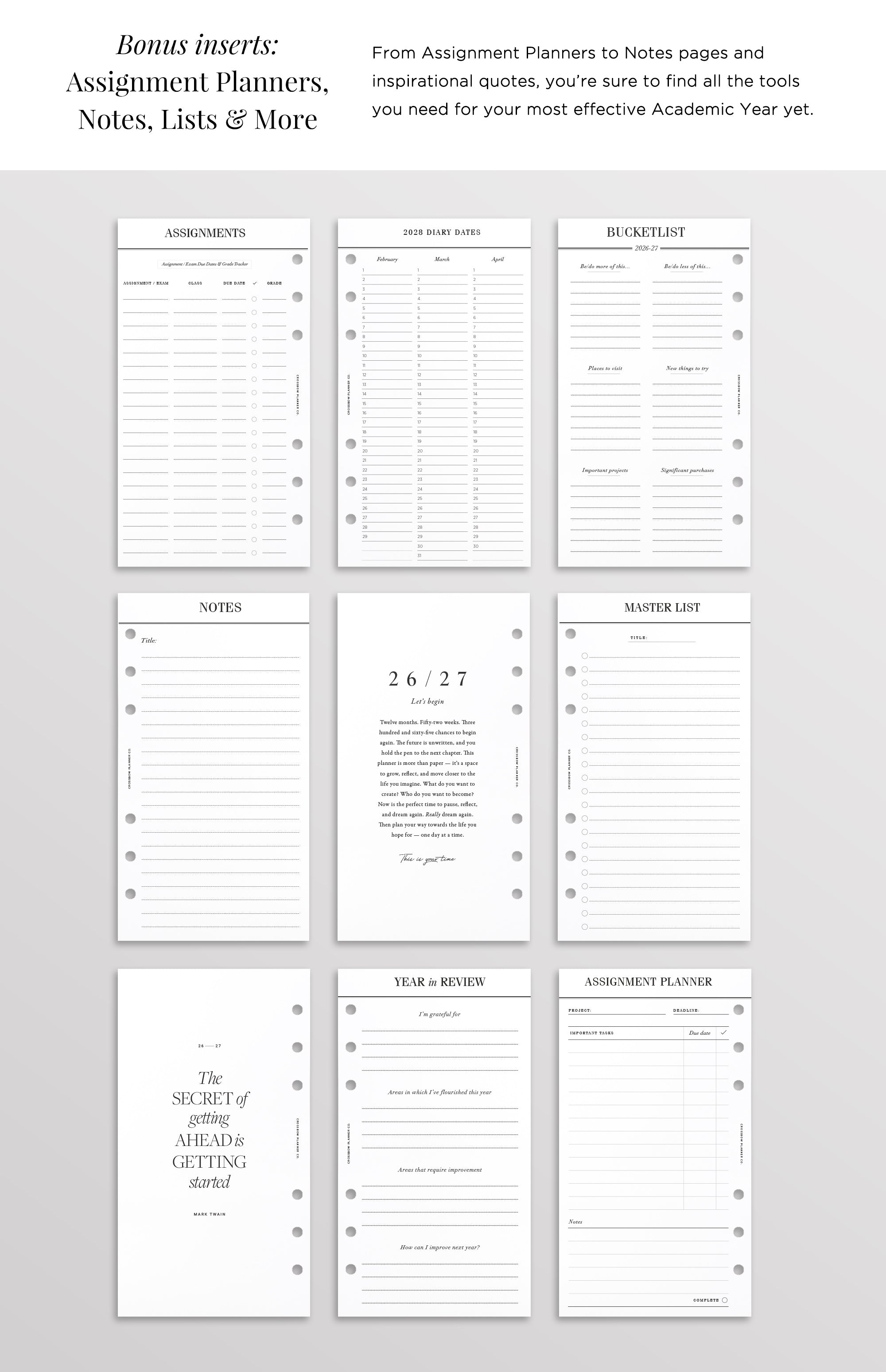 filofax personal student planner refill