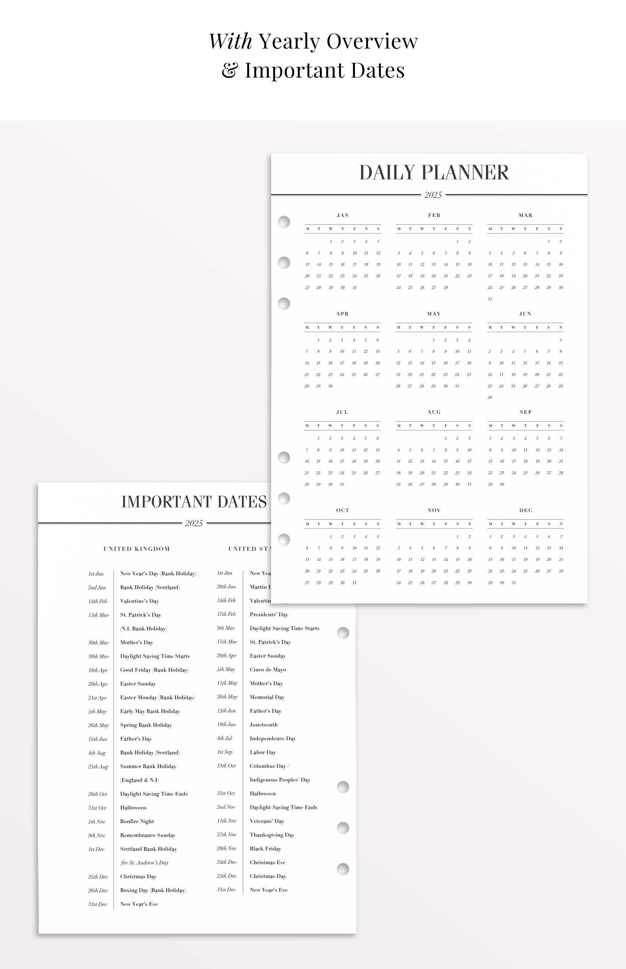 filofax daily refill 2025