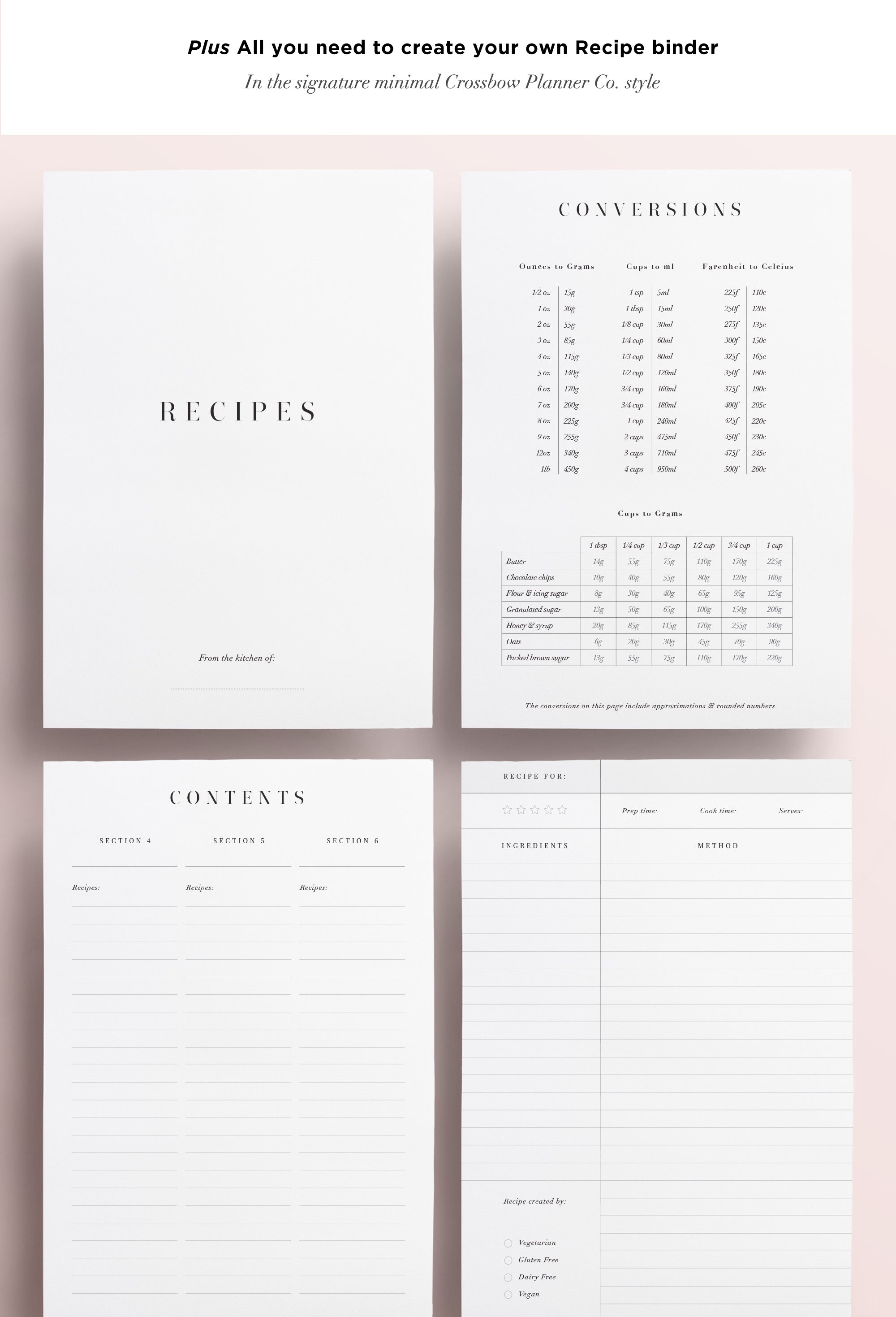 recipe planner printables