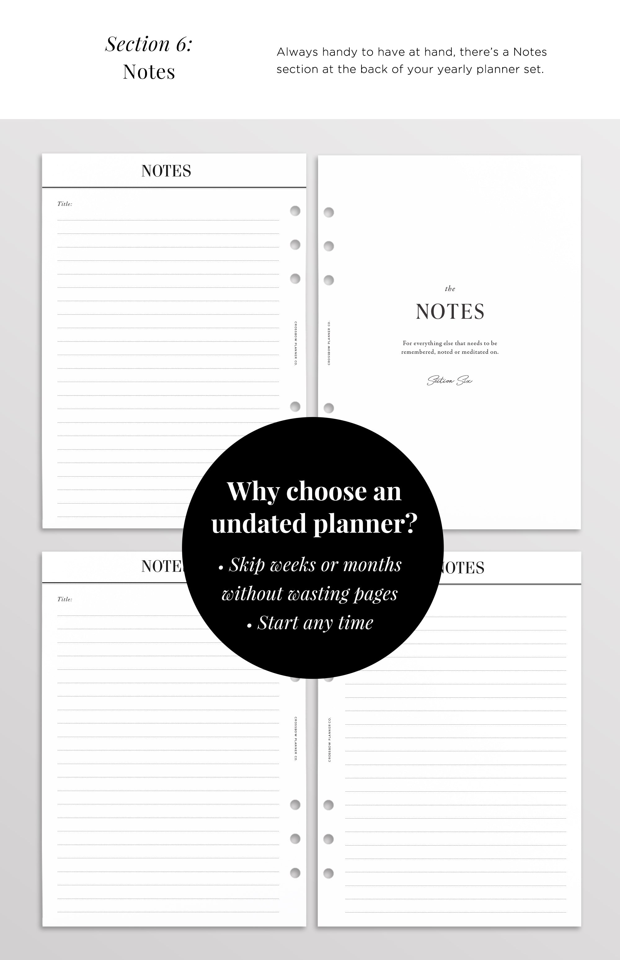 undated planner inserts a5