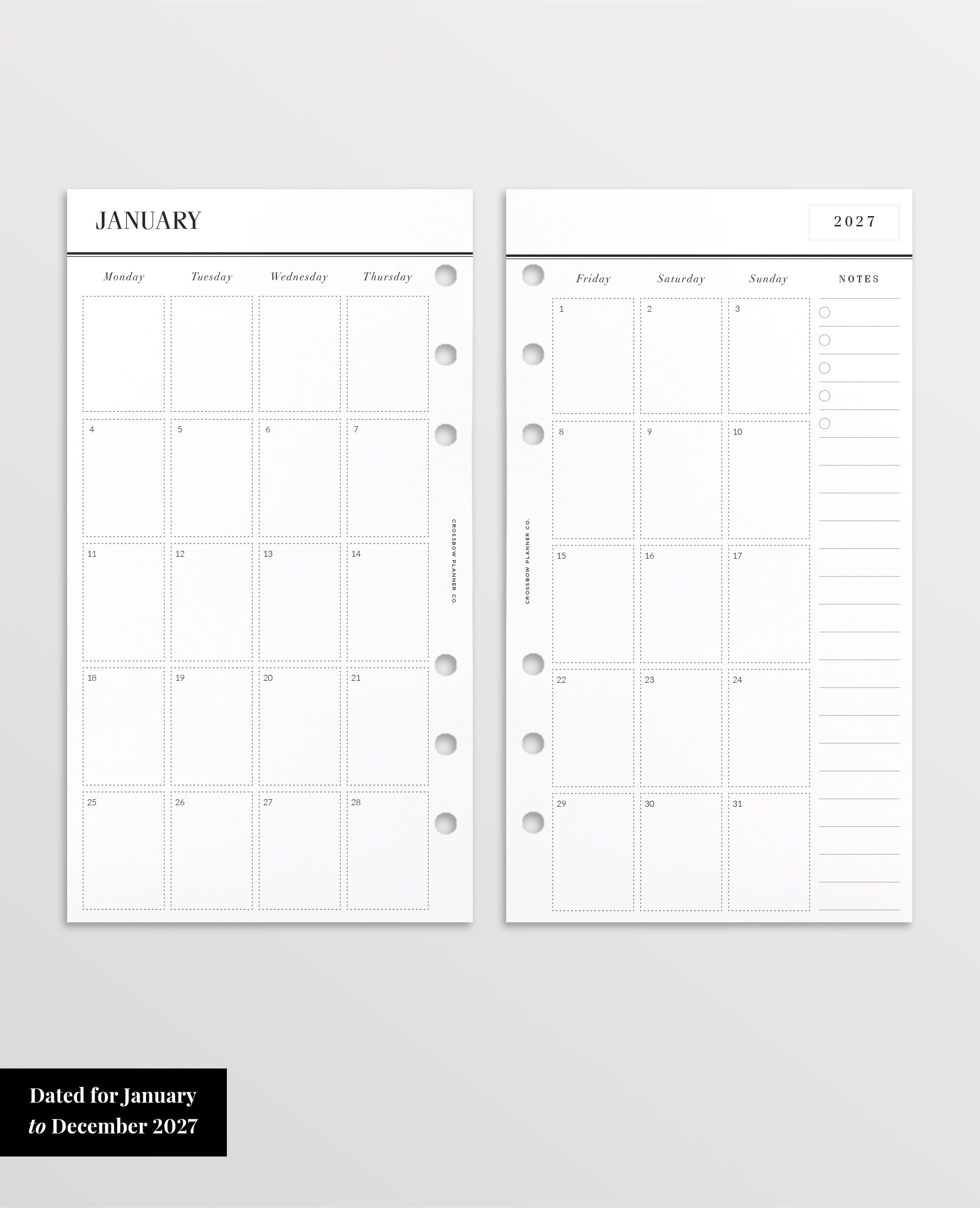 2027 monthly inserts personal size
