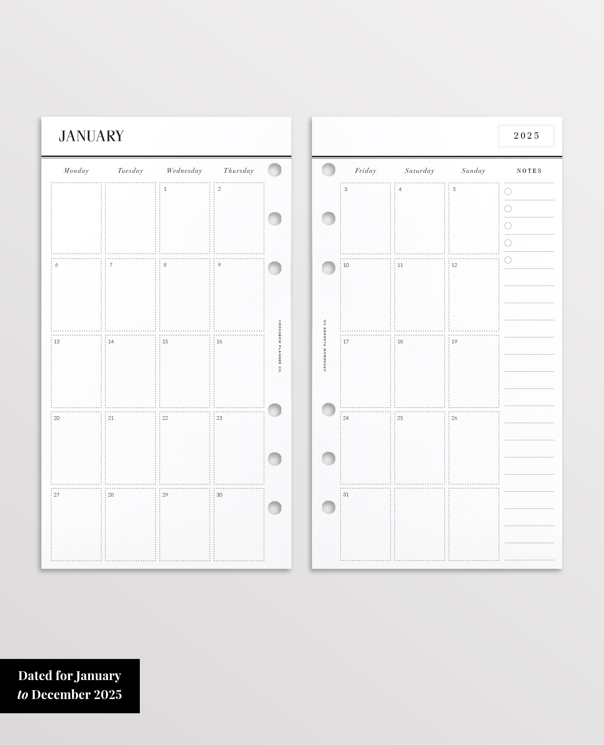 2025 monthly planner inserts personal size