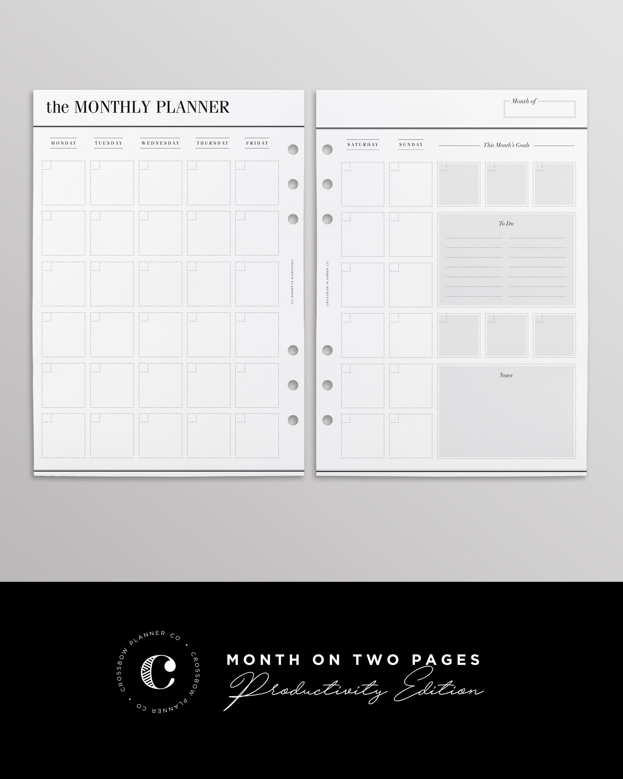 month-on-two-pages-a5-planner-inserts-crossbow-planner-co