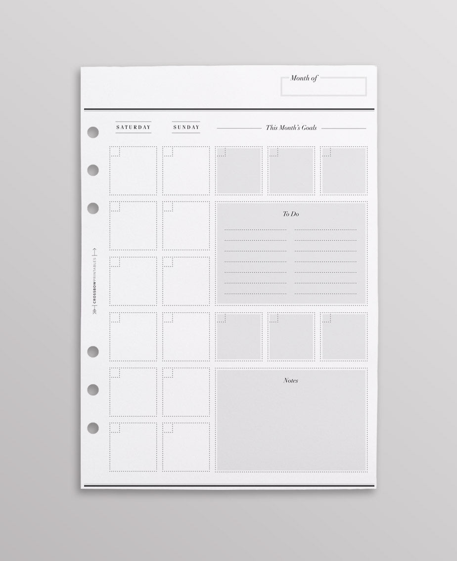 minimal monthly planner inserts