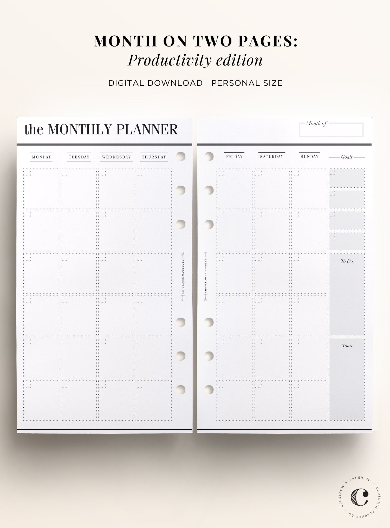 printable personal size calendar