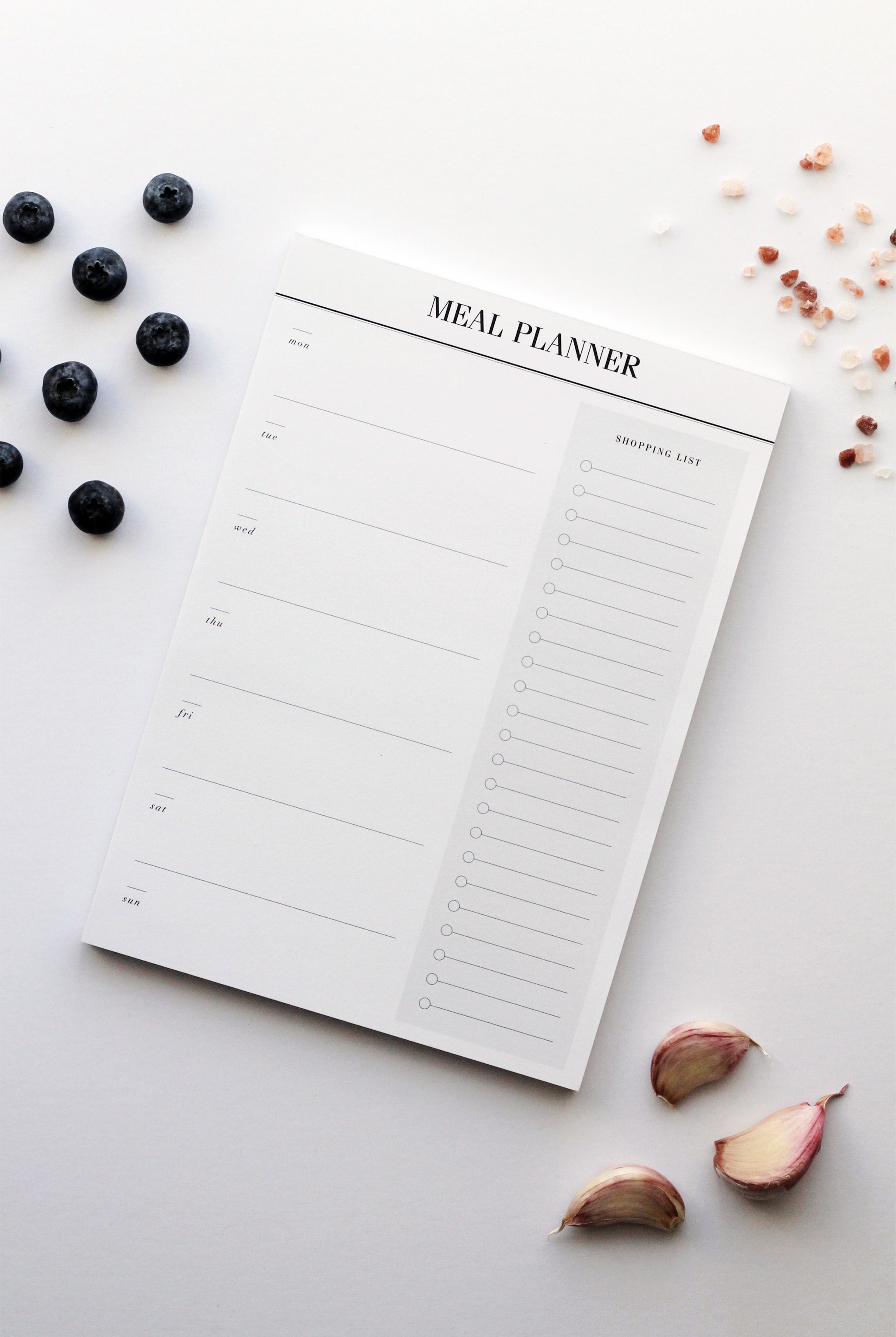minimal meal planner notepad