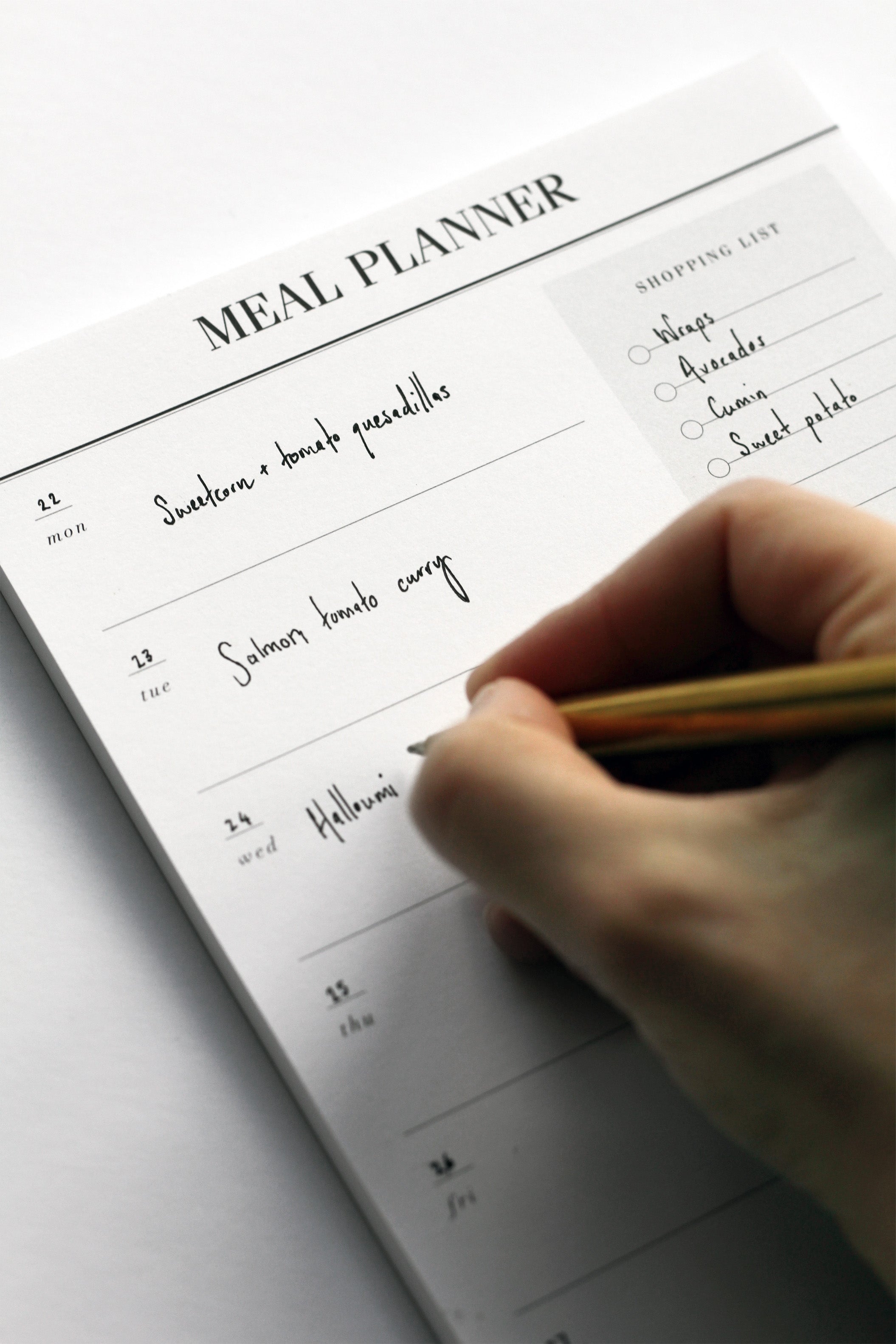 simple meal planner notebook
