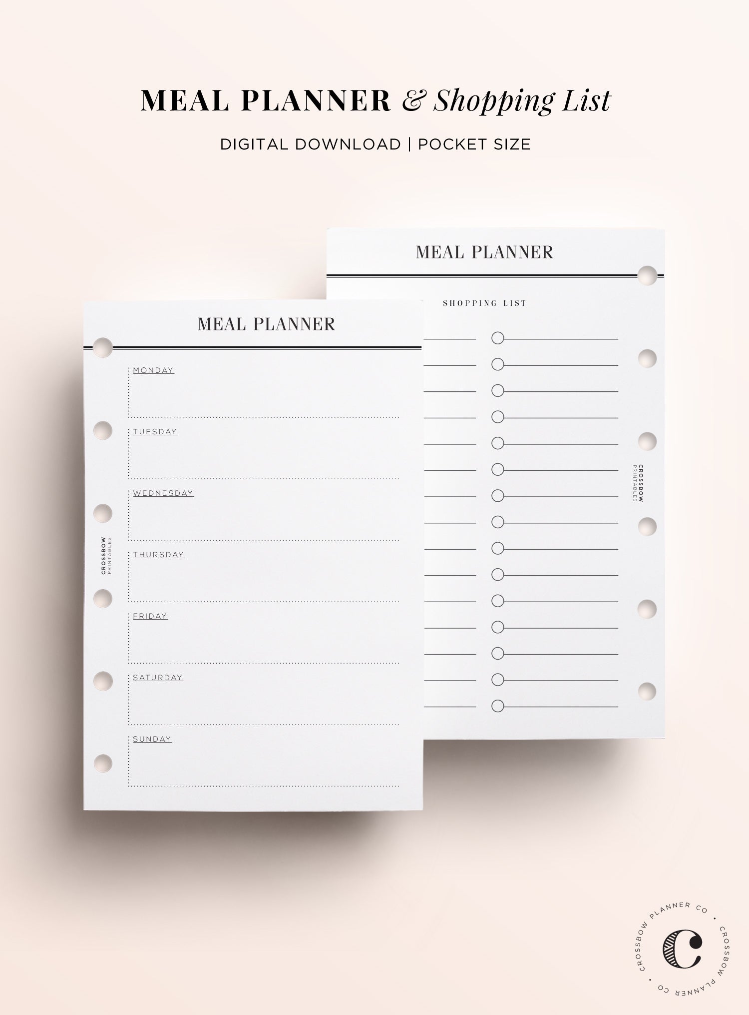 Meal Planner & Shopping List: Pocket Filofax Printables – Crossbow Planner Co. meal-planner-shopping-list-pocket-filofax-printables-crossbow-planner-co