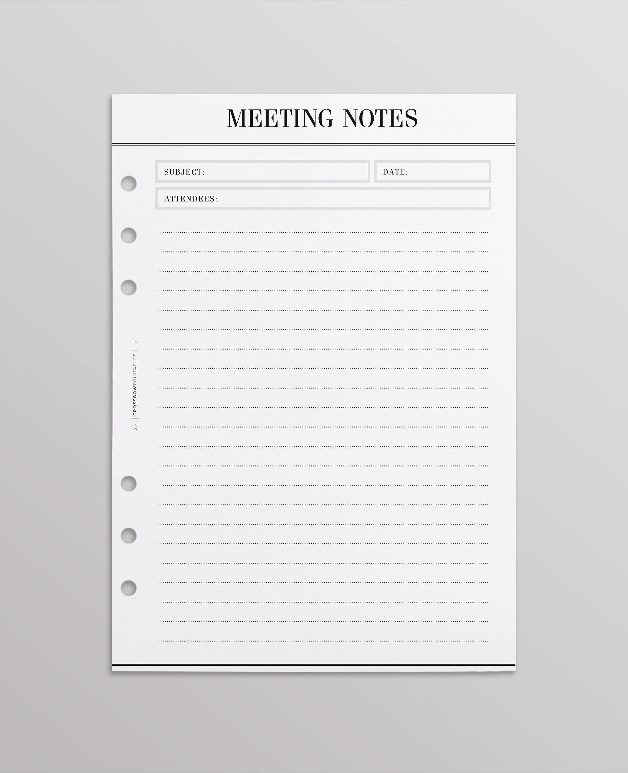 meeting notes planner inserts