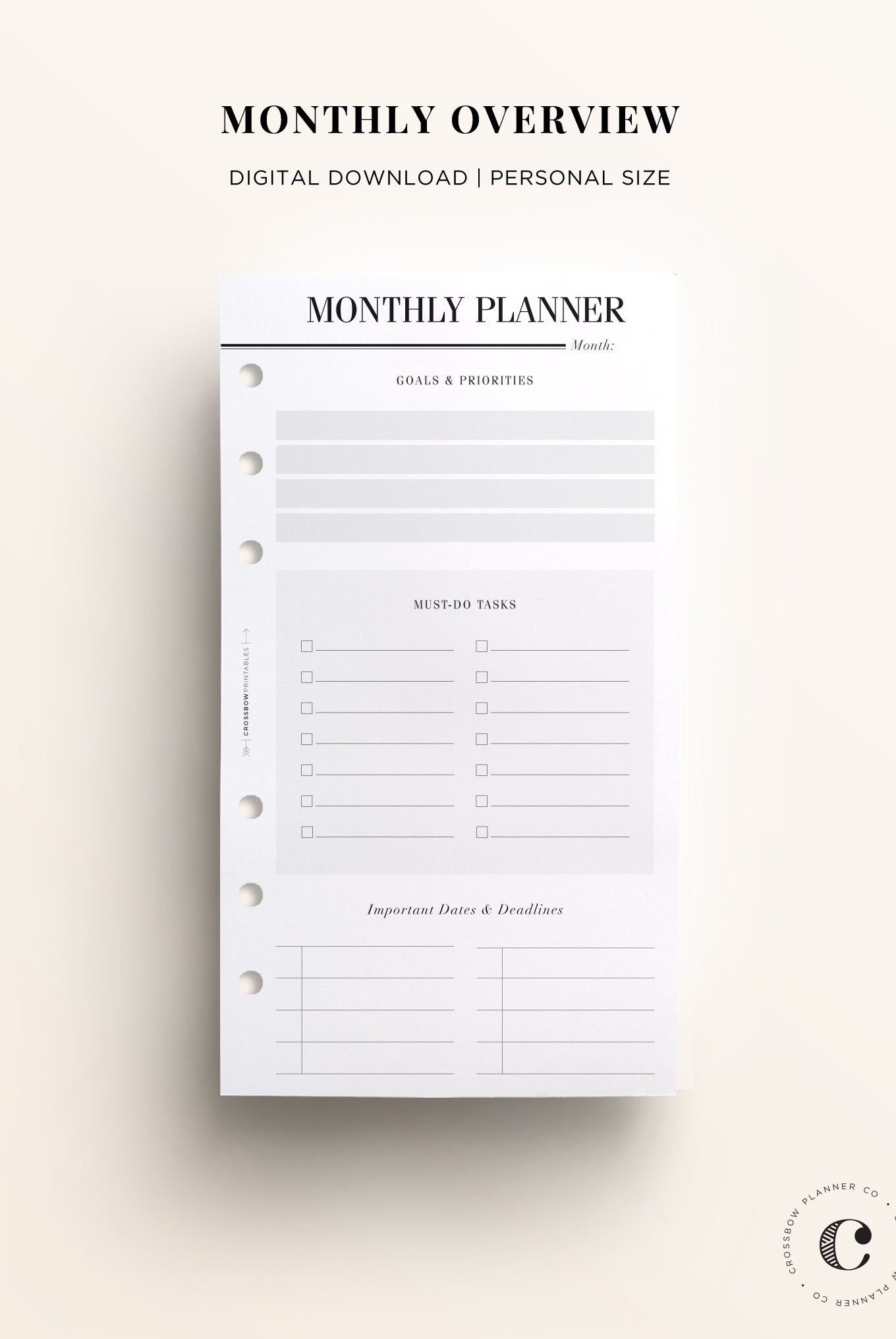 Personal Size Planner Printables – Crossbow Planner Co. personal-size-planner-printables-crossbow-planner-co