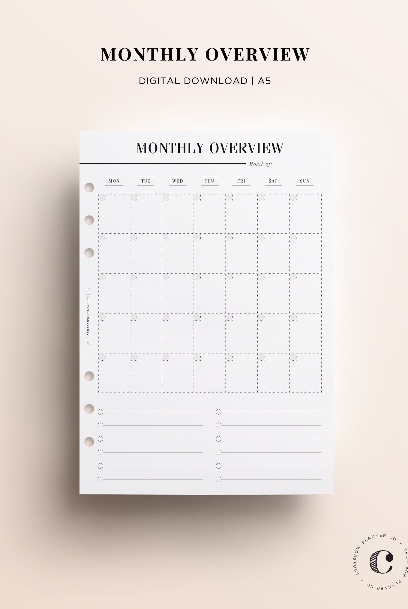 monthly overview printable