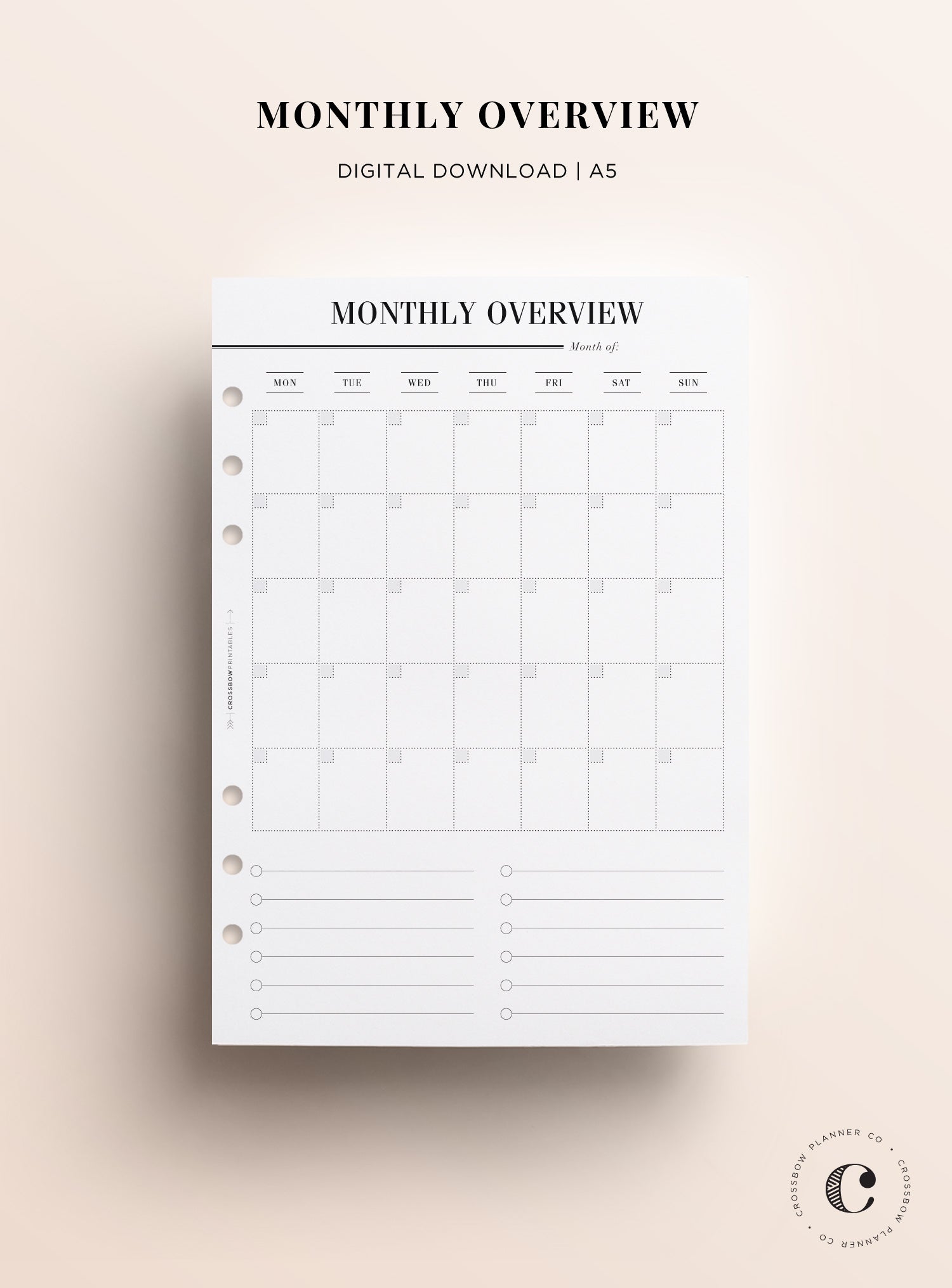 A5 Monthly Overview Printable – Crossbow Planner Co. a5-monthly-overview-printable-crossbow-planner-co