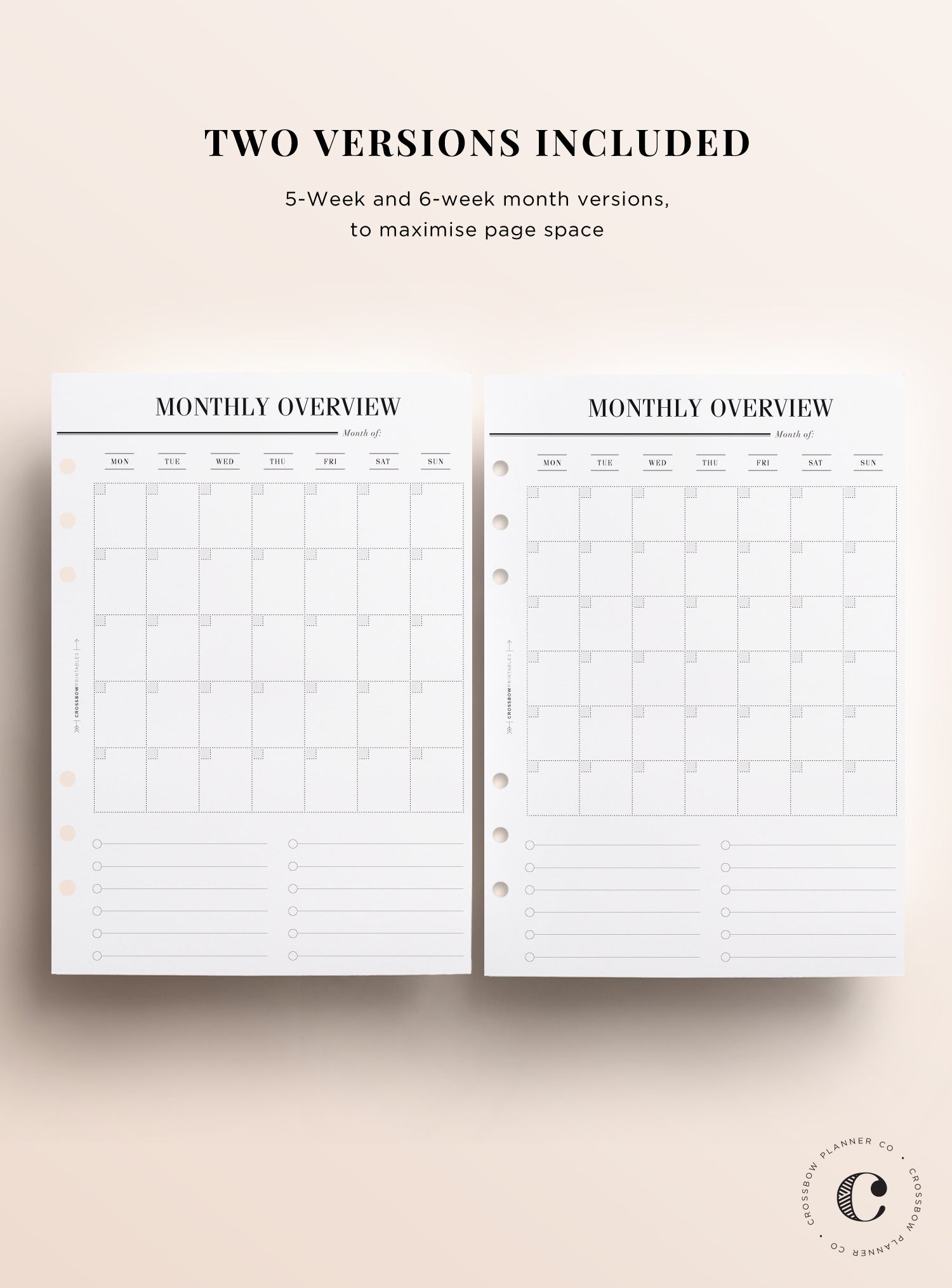 a5-monthly-overview-printable-crossbow-planner-co for A5 Monthly Planner Printable Free Pdf A5 Monthly Overview Printable – Crossbow Planner Co. for A5 Monthly Planner Printable Free Pdf