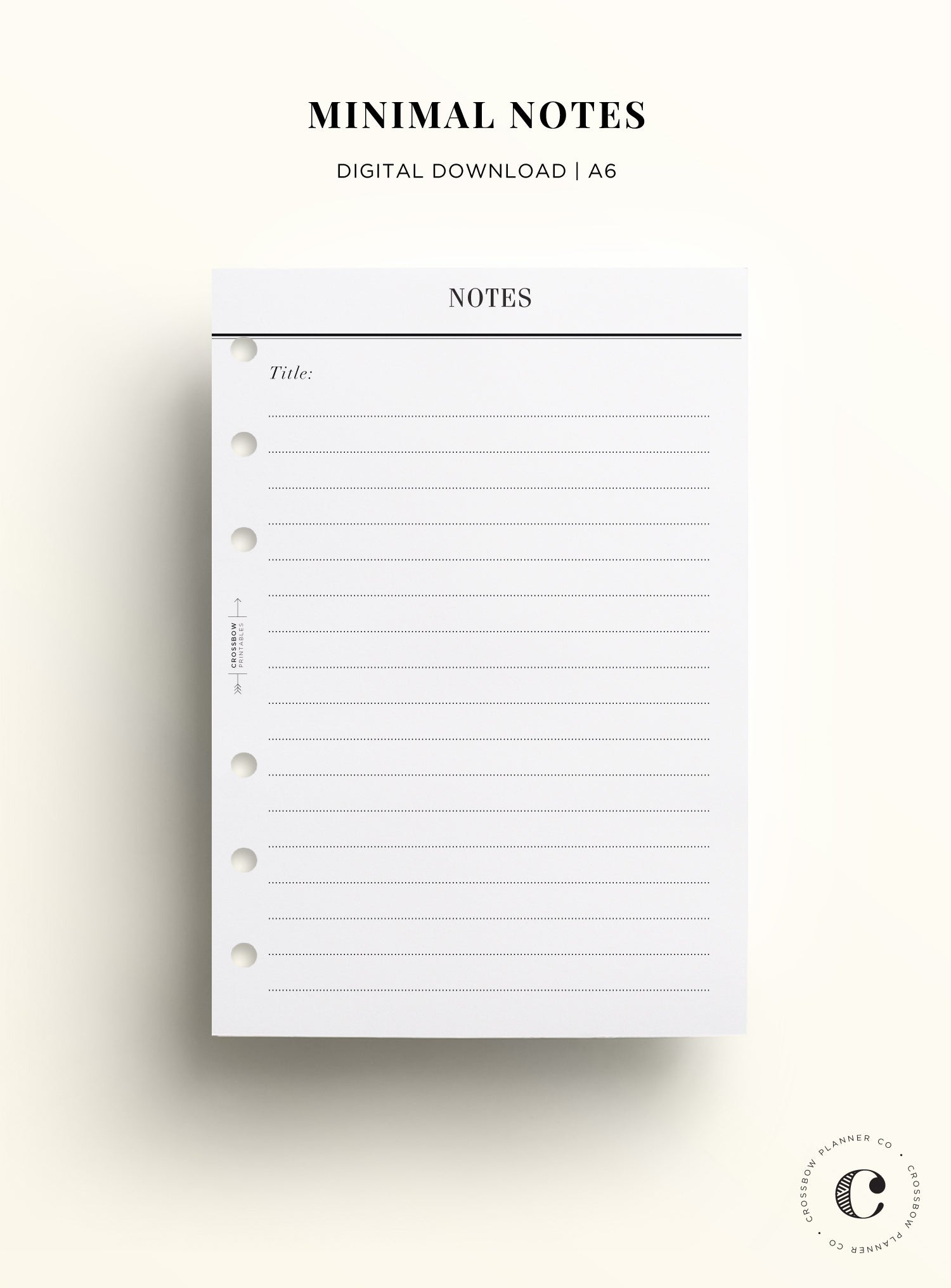 Notes: Printable A6 Planners – Crossbow Planner Co. notes-printable-a6-planners-crossbow-planner-co