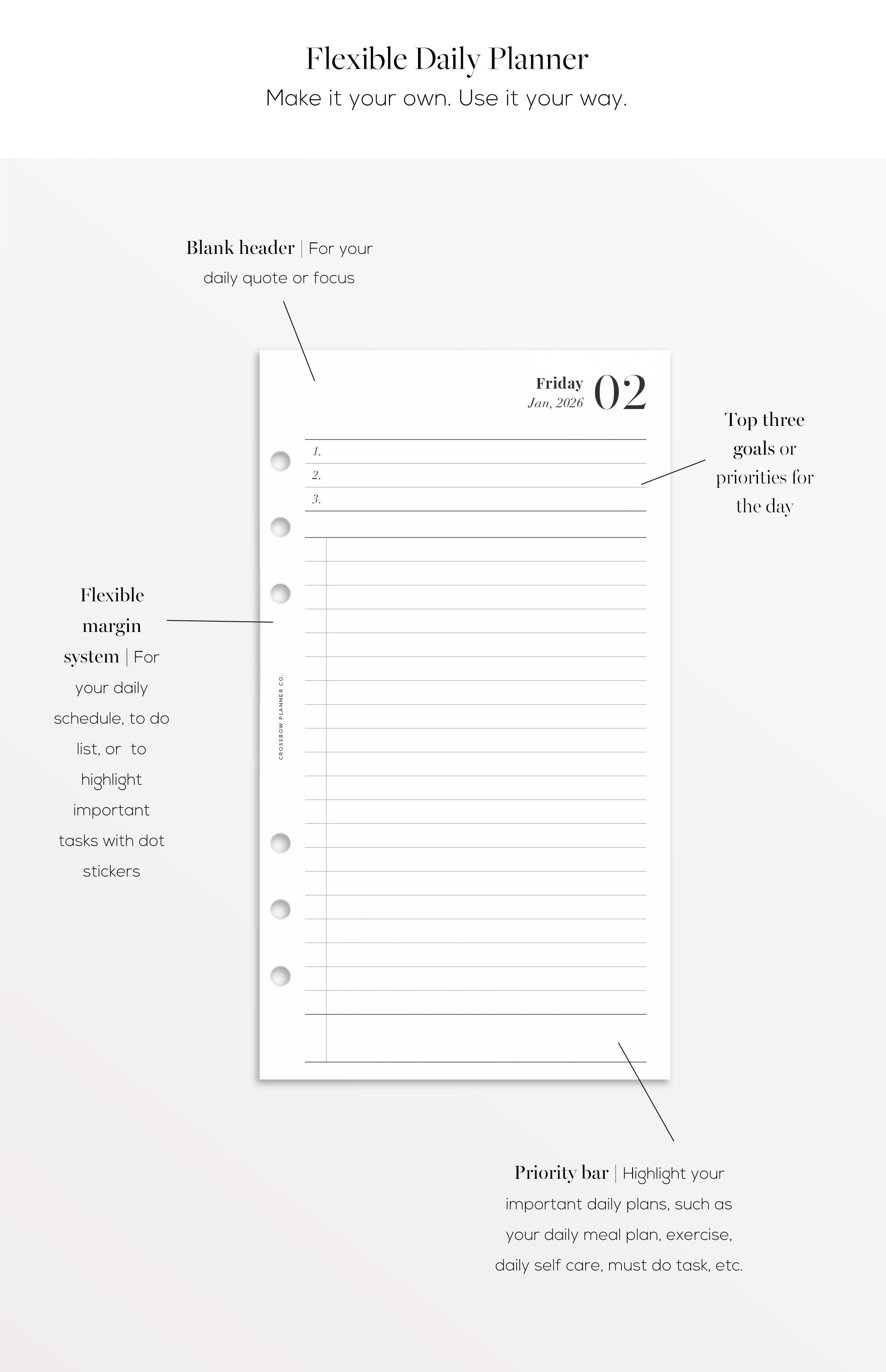 2026 daily planner refill 6 ring