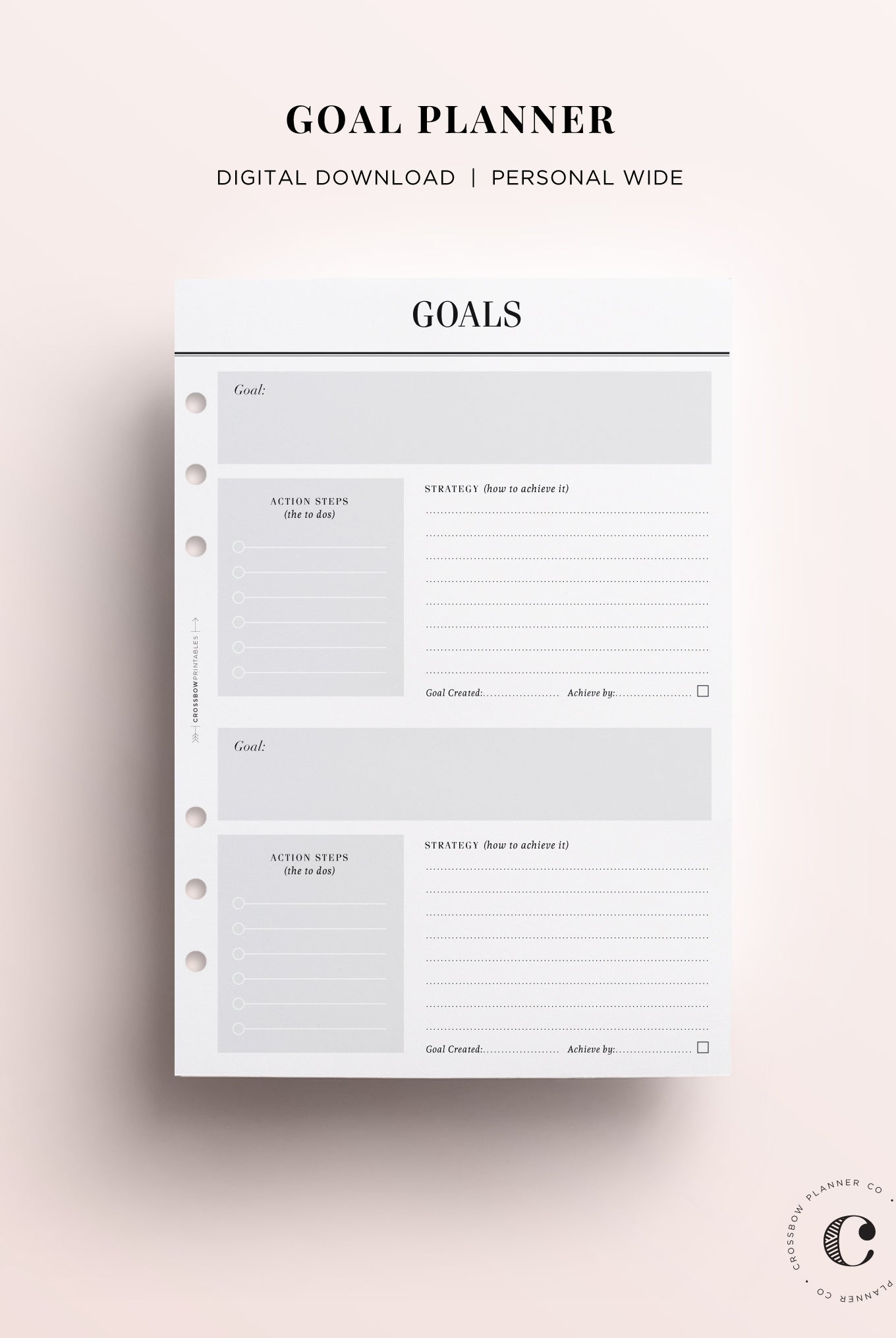 goal planner peronal wide inserts