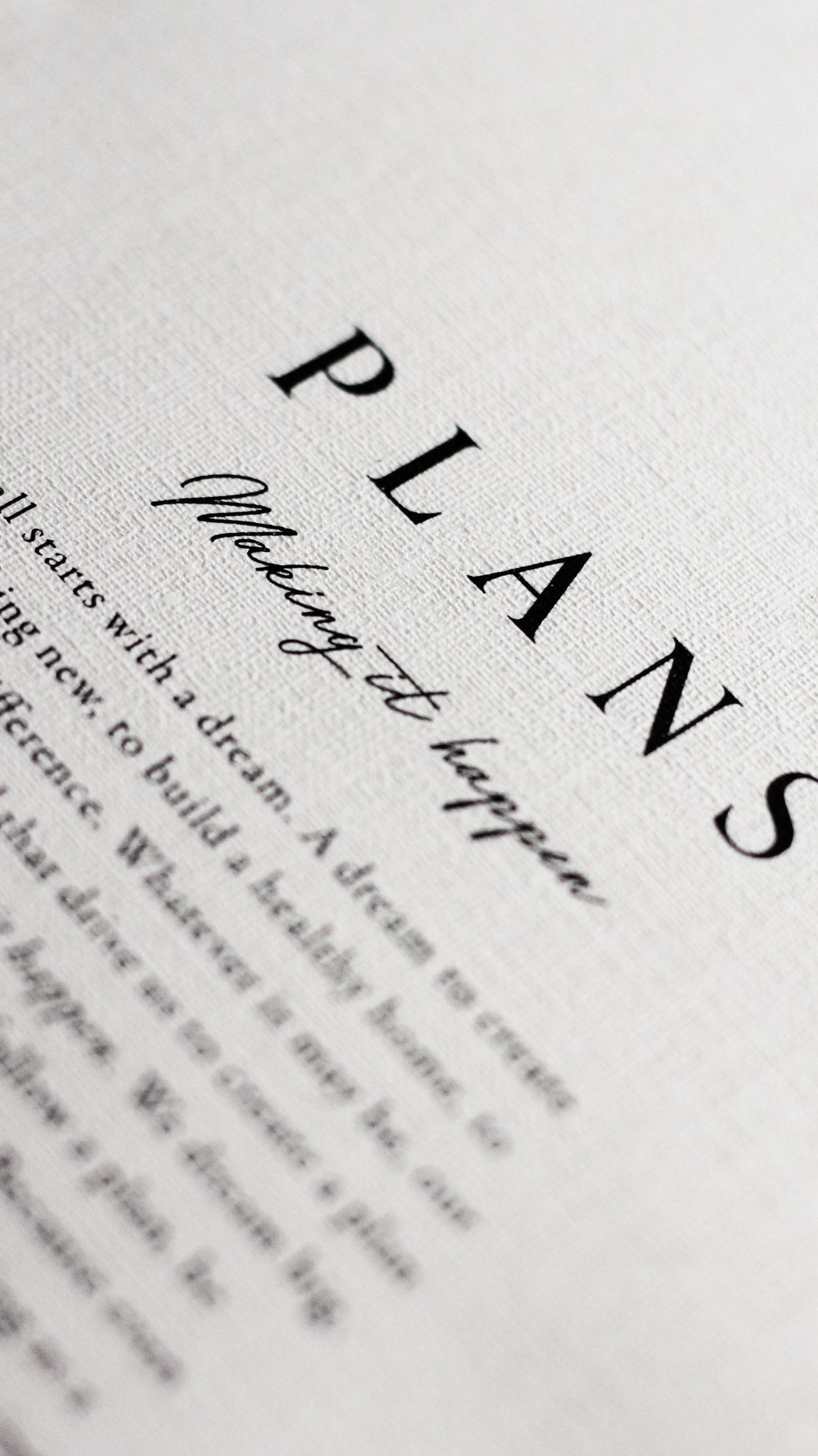 'Plans' Sheer Linen Planner Dashboard – Crossbow Planner Co.