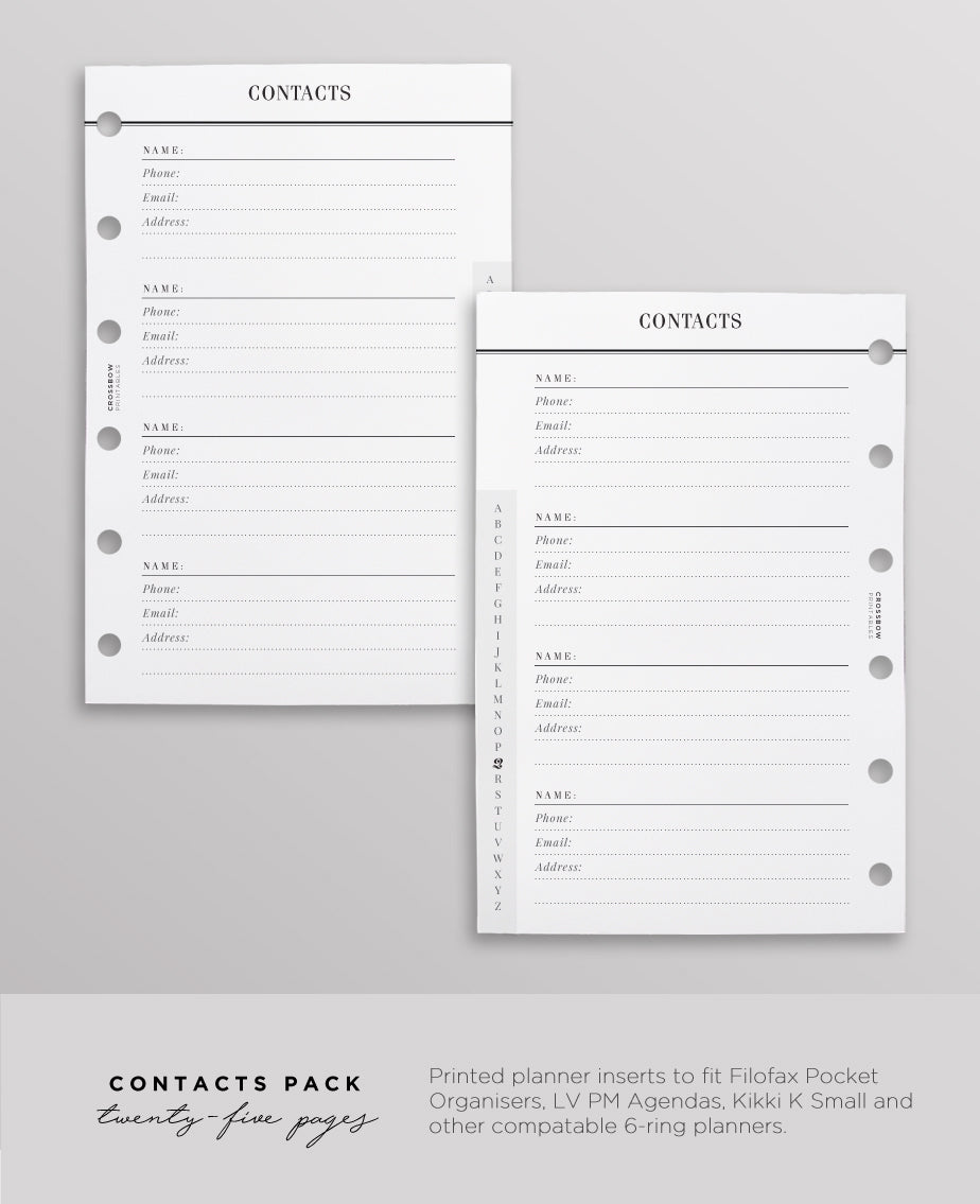 pocket contacts planner