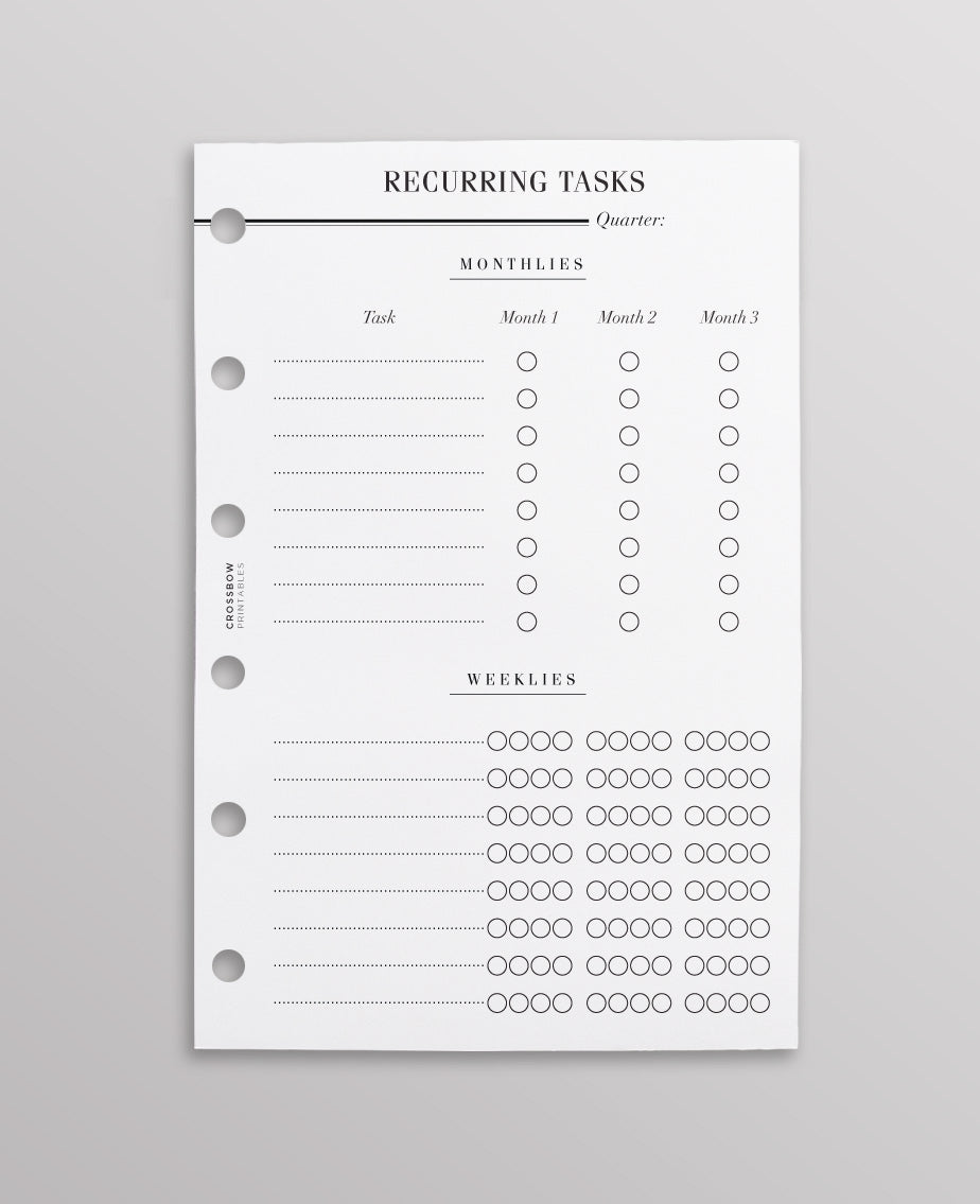 recurring tasks checklist planner