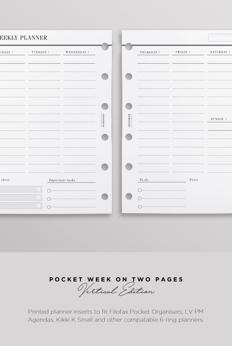 week on two pages pocket filofax