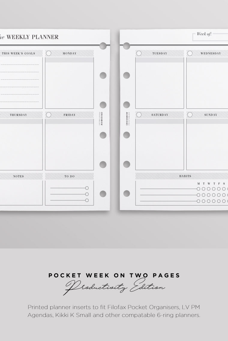 pocket size week on two pages