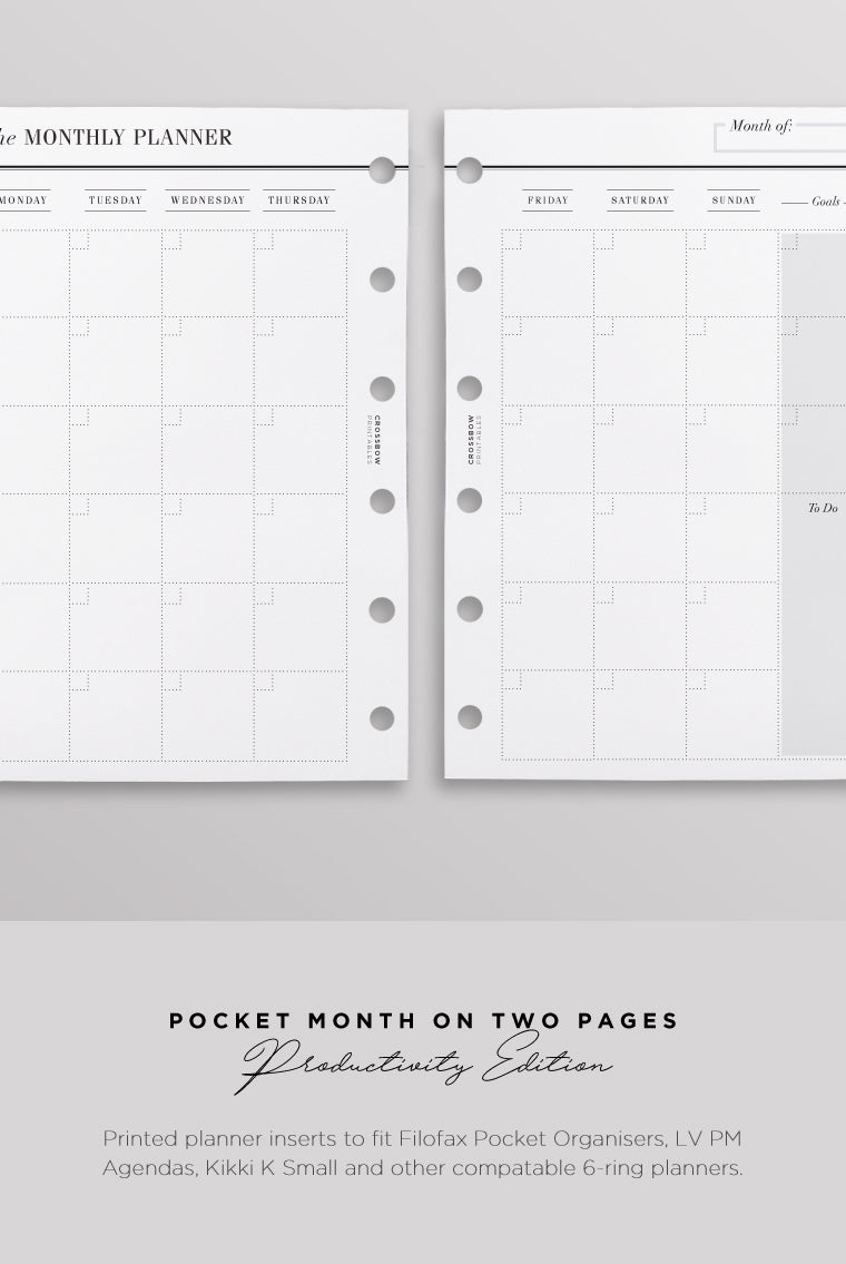 Pocket Month On Two Pages