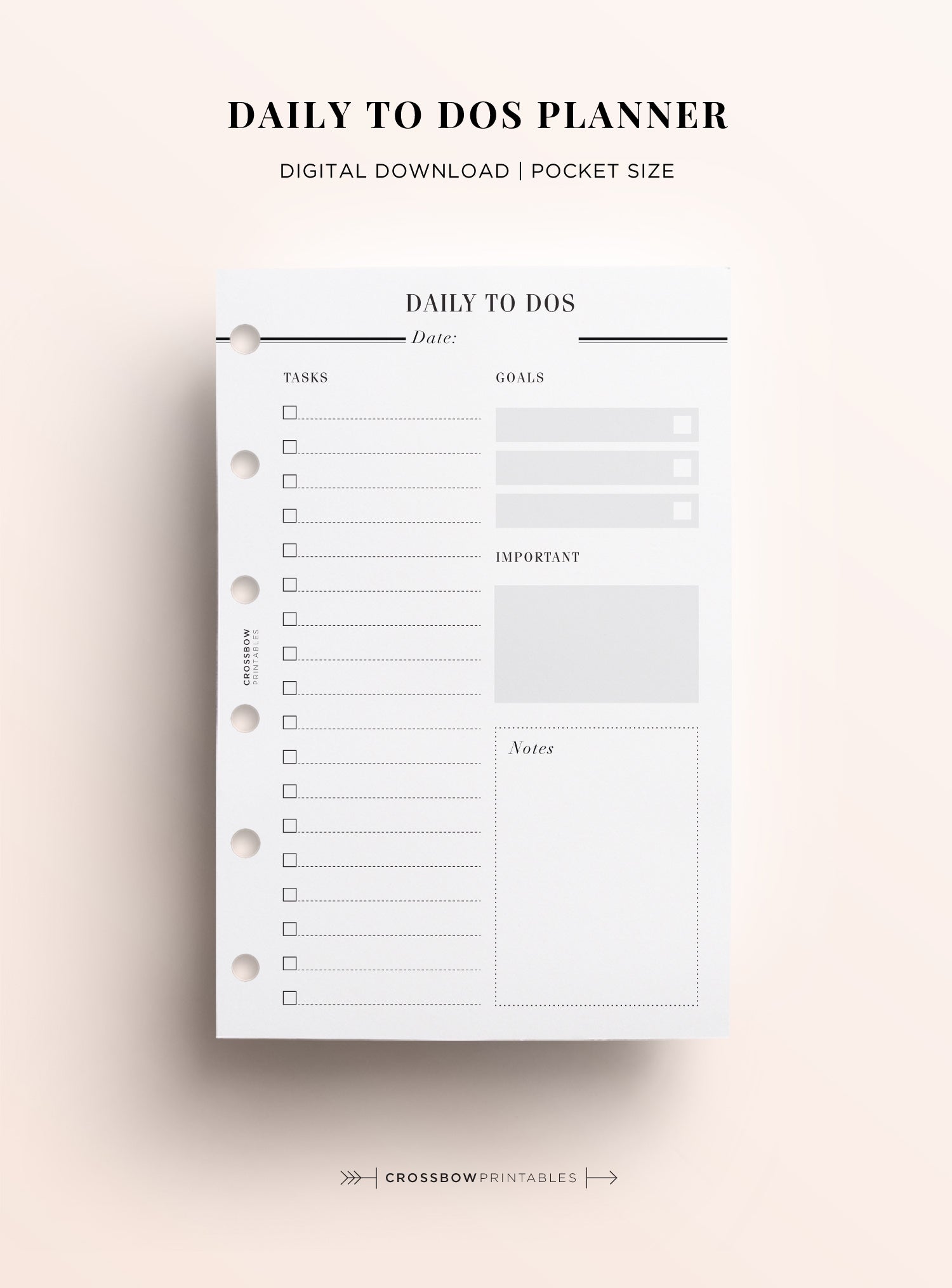 Daily To Dos: Pocket Printable Inserts – Crossbow Planner Co. daily-to-dos-pocket-printable-inserts-crossbow-planner-co