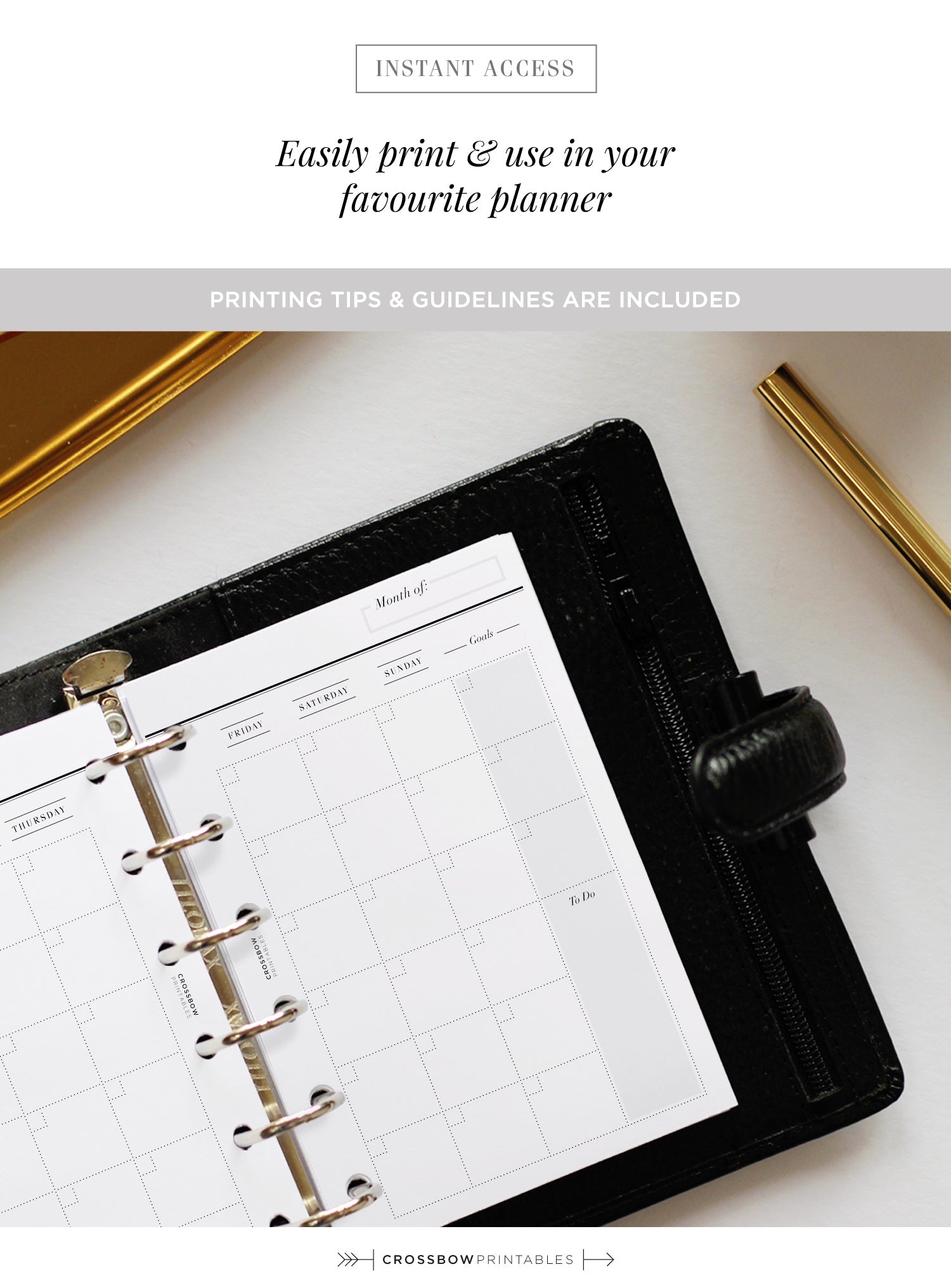 Month On Two Pages Productivity Edition: Printable Pocket Size Calenda – Crossbow Planner Co. month-on-two-pages-productivity-edition-printable-pocket-size-calenda-crossbow-planner-co