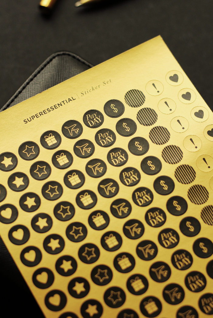 black and gold planner stickers