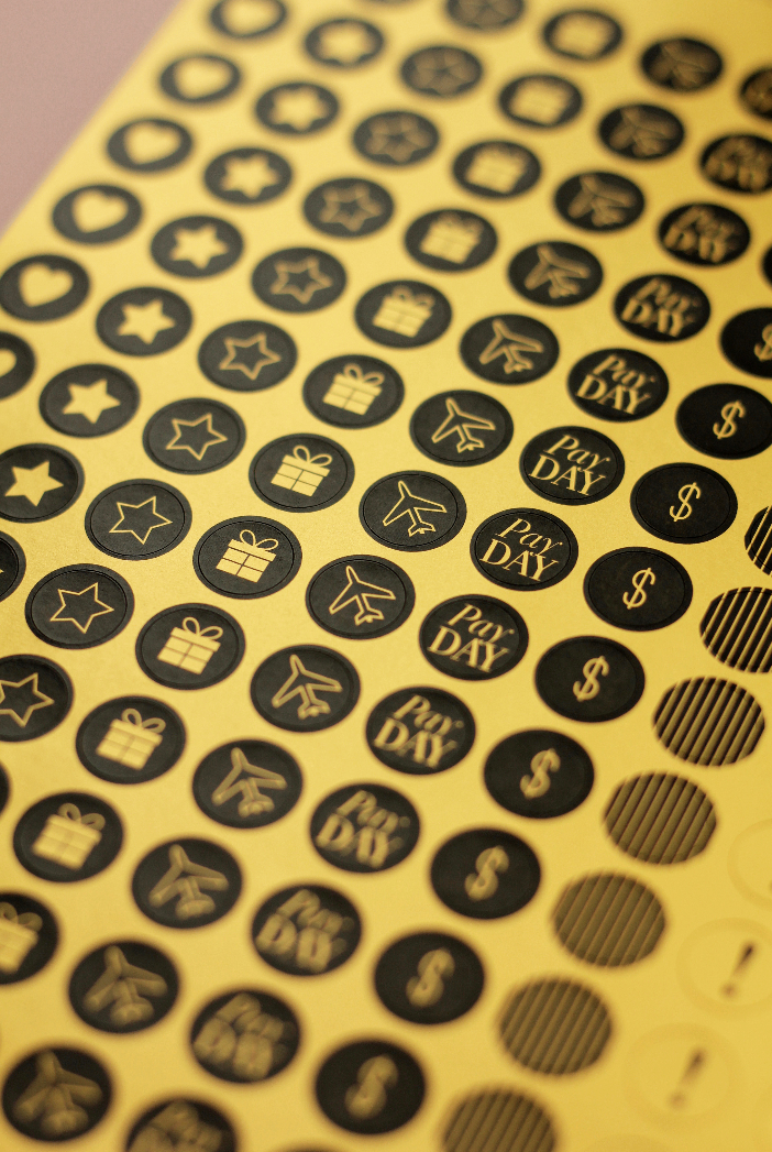 black and gold stickers for planner