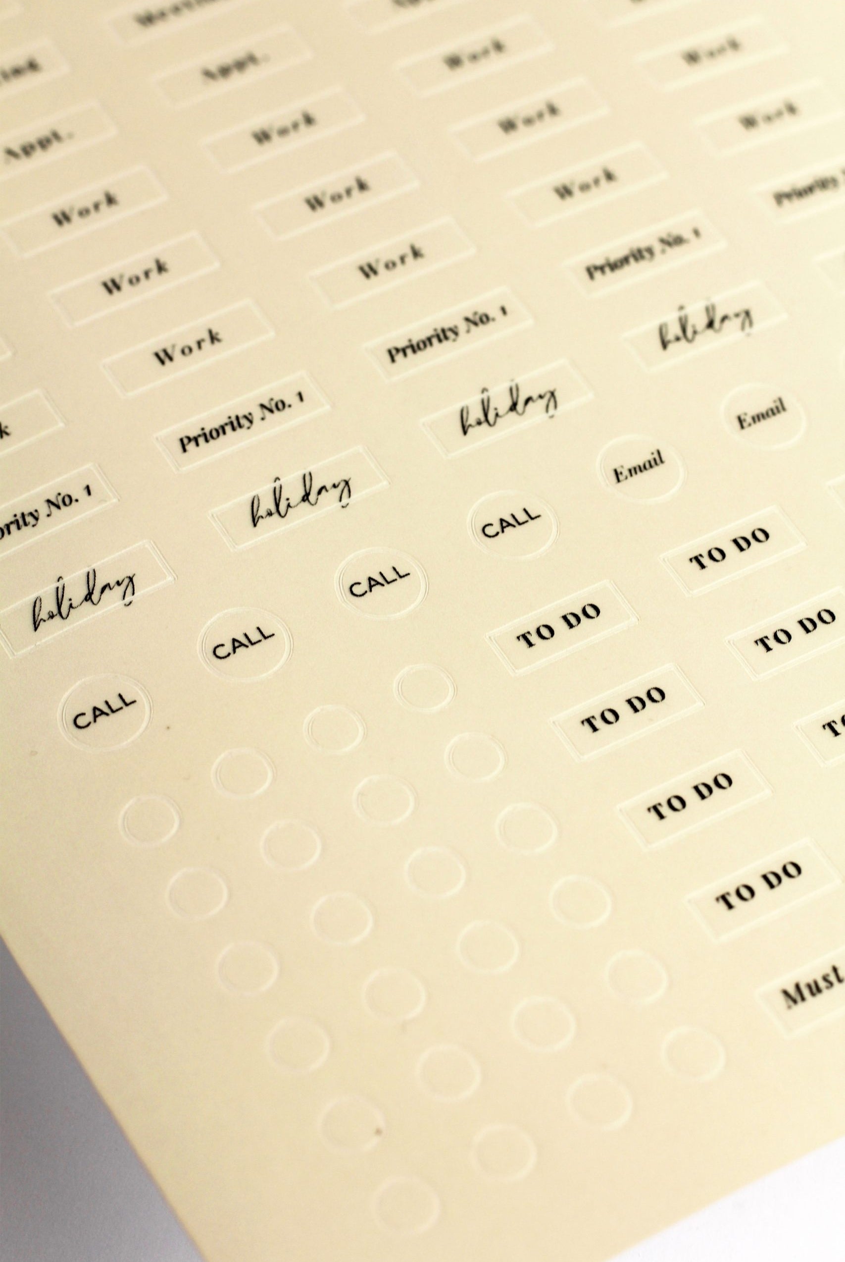 typographic planner stickers