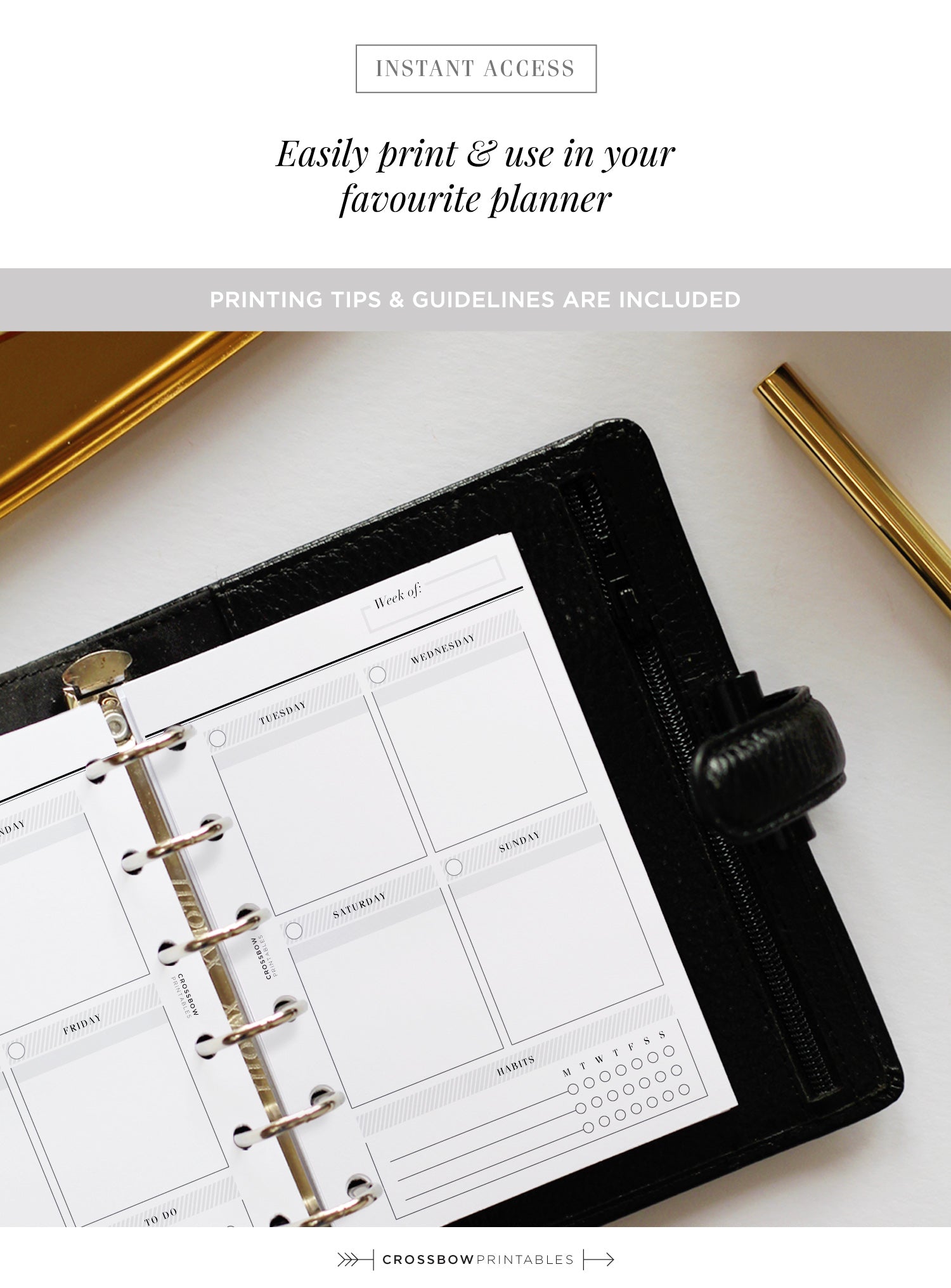 Week On Two Pages | Productivity Edition: Pocket Printable Calendar – Crossbow Planner Co. week-on-two-pages-productivity-edition-pocket-printable-calendar-crossbow-planner-co