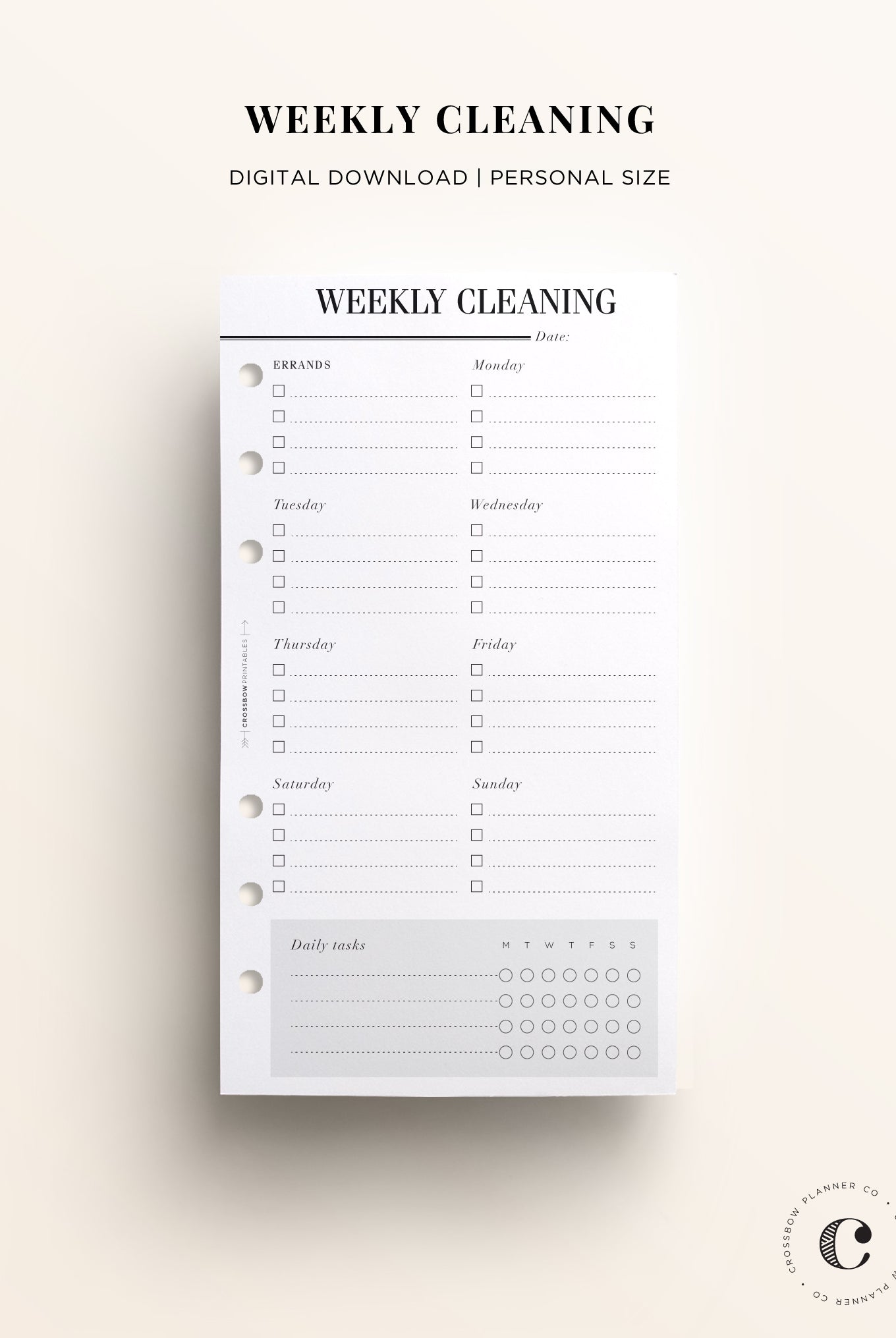 weekly cleaning planner