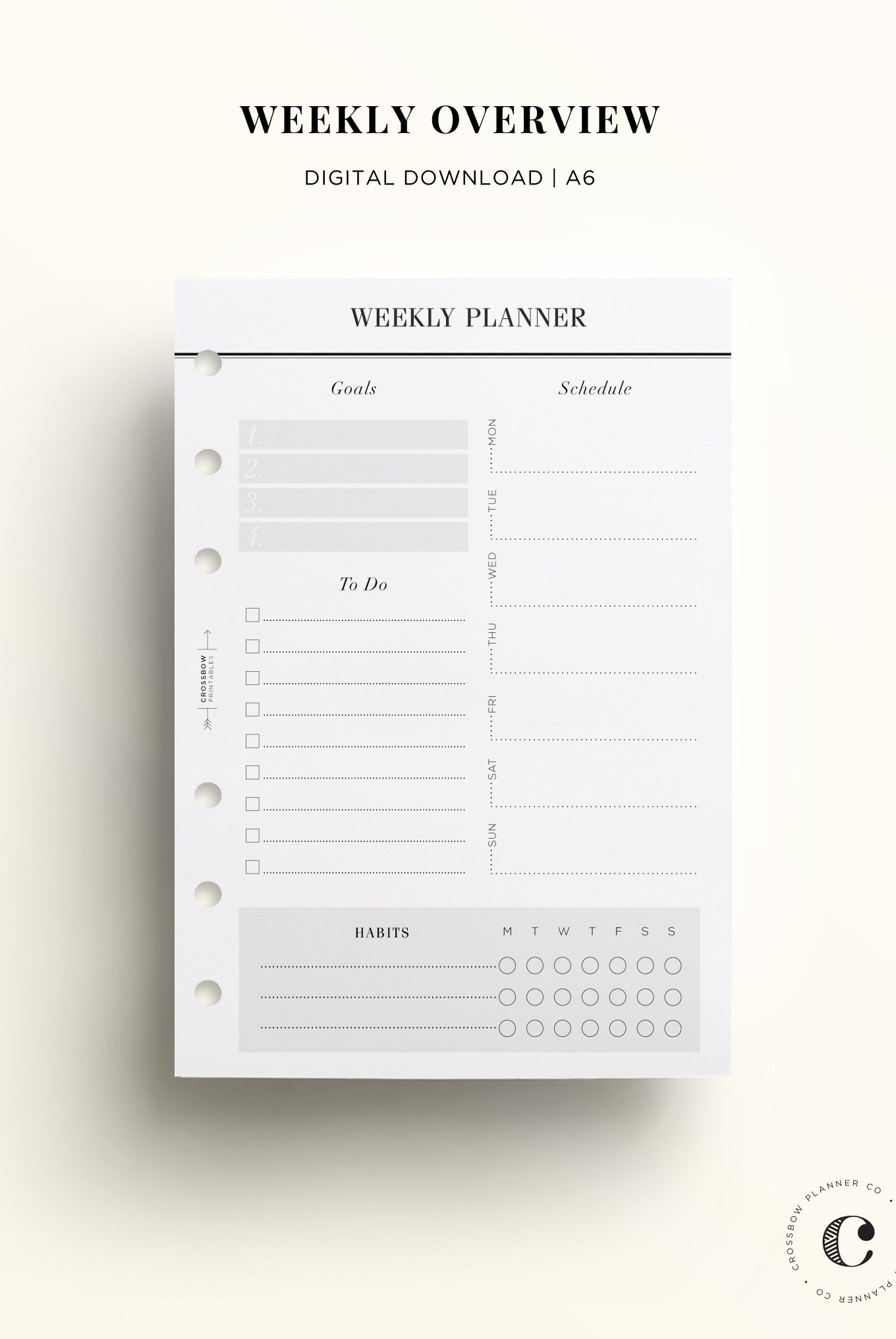 Weekly Planner A6 Printable
