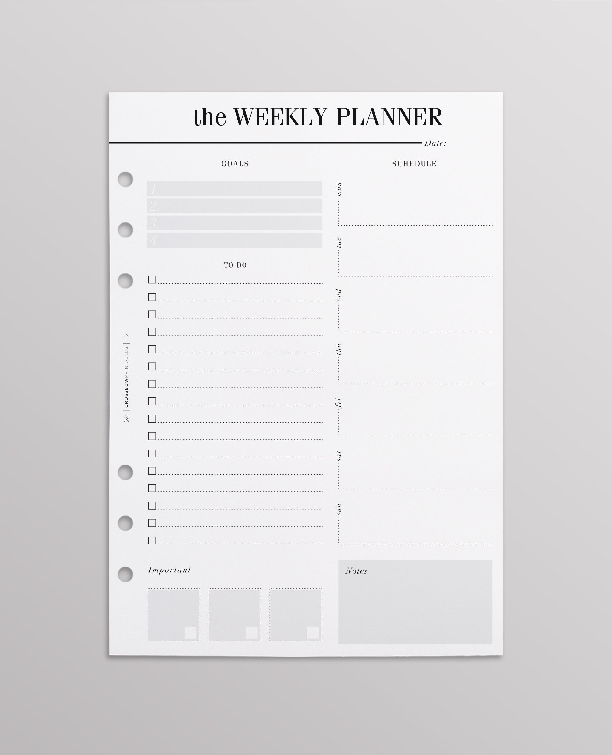 A5 Weekly Planner Inserts β Crossbow Planner Co. a5-weekly-planner-inserts-crossbow-planner-co