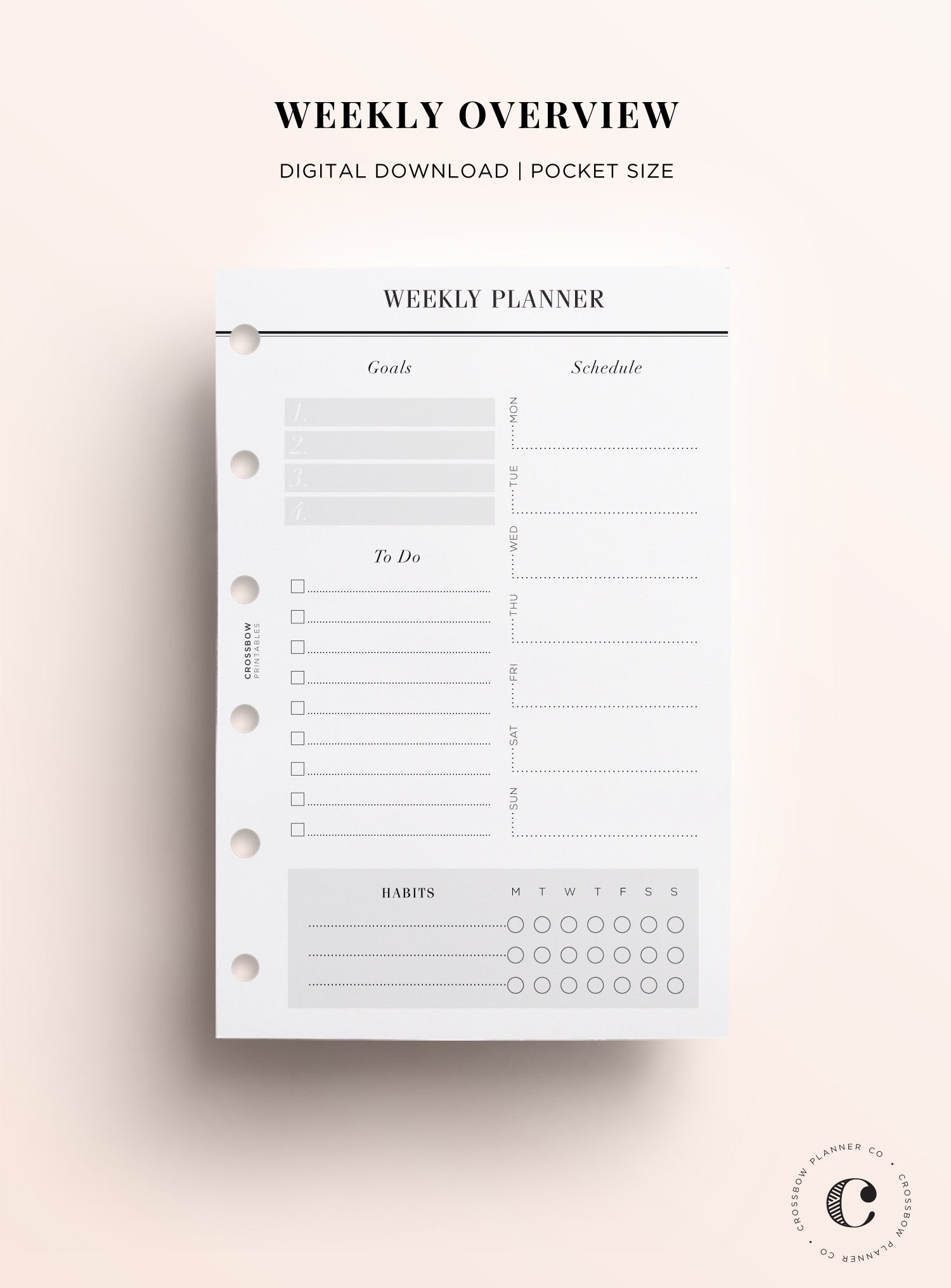 Weekly Calendar Pocket Size Printable